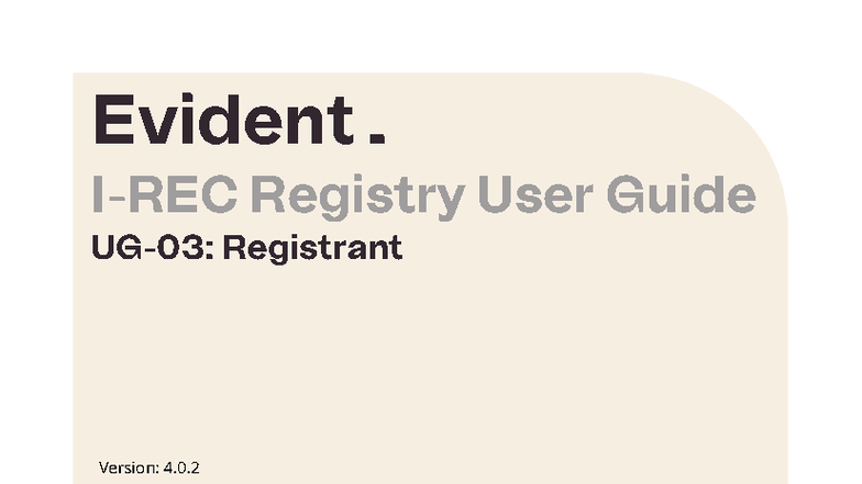Evident. I-REC Code for Electricity User Guide v4.0.2 - Studocu