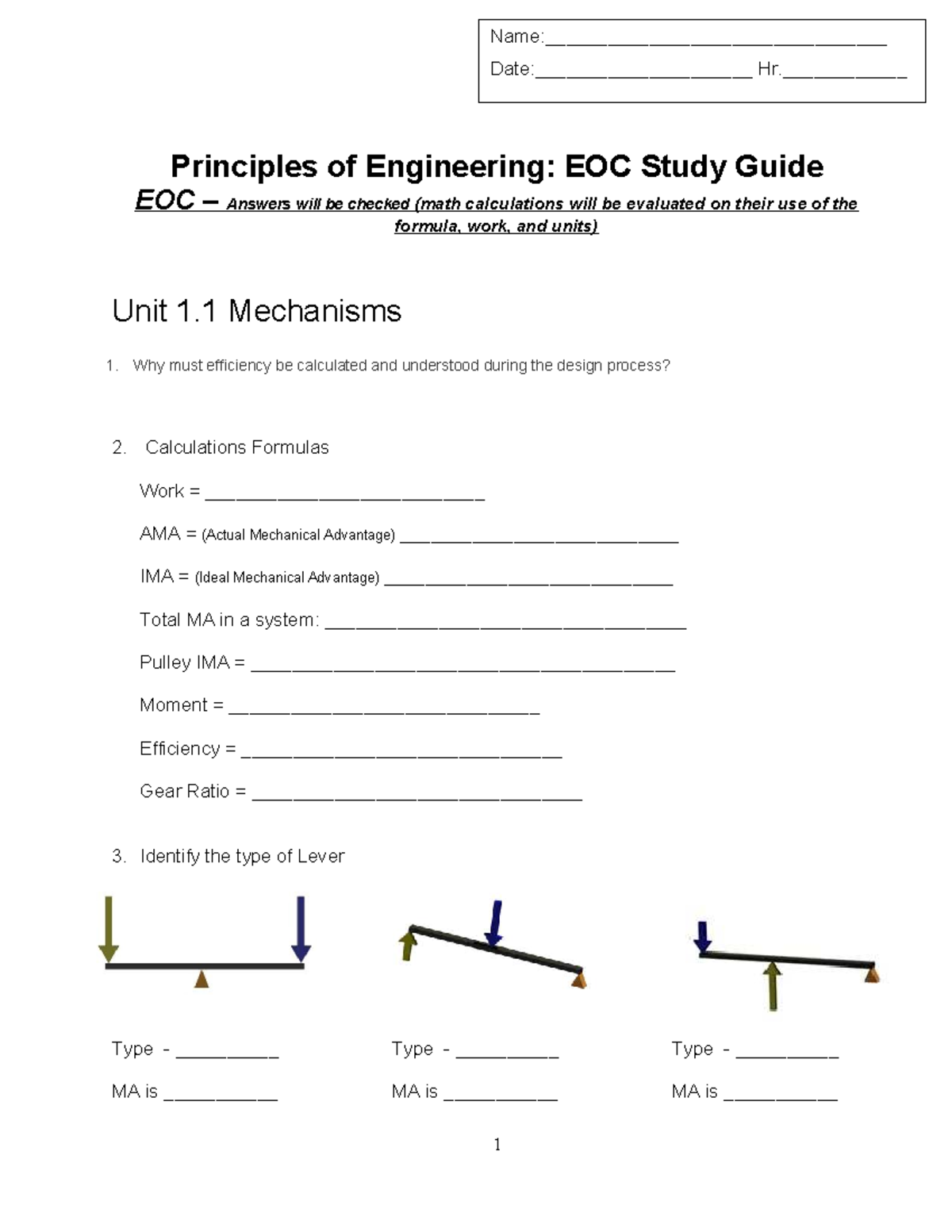 POE 2021: Principles of Engineering EOC Study Guide and Solutions - Studocu