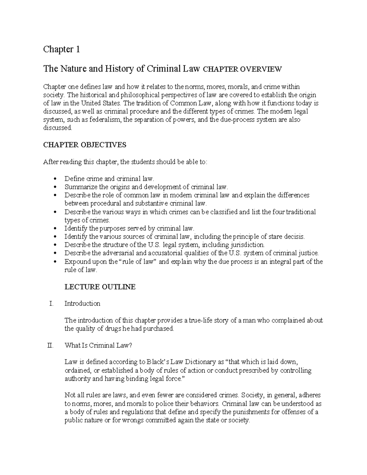 Criminal Law Overview: Chapter 1 Outline and Key Concepts - Studocu