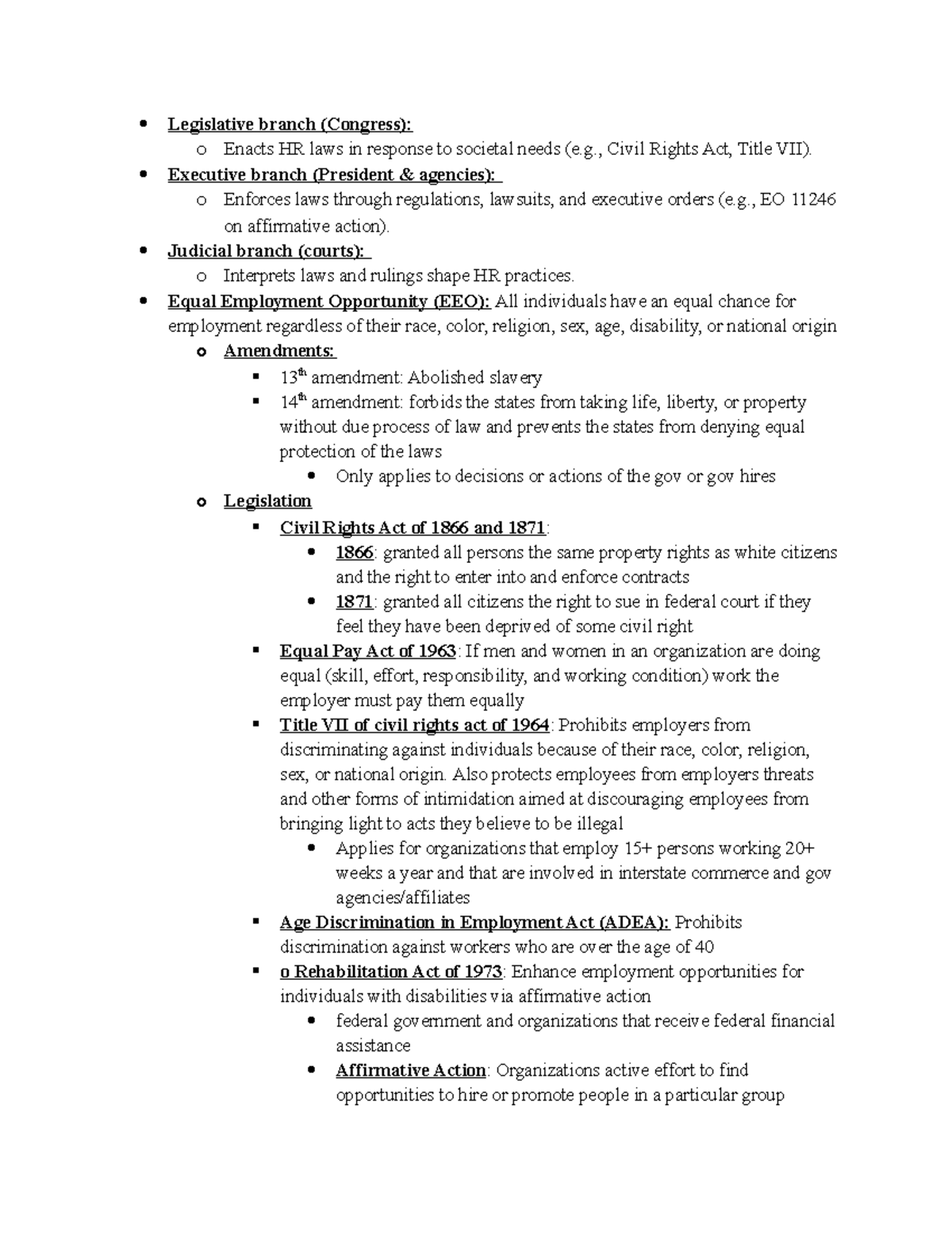 Understanding Employment Law and HR: Key Legislation Overview - Studocu