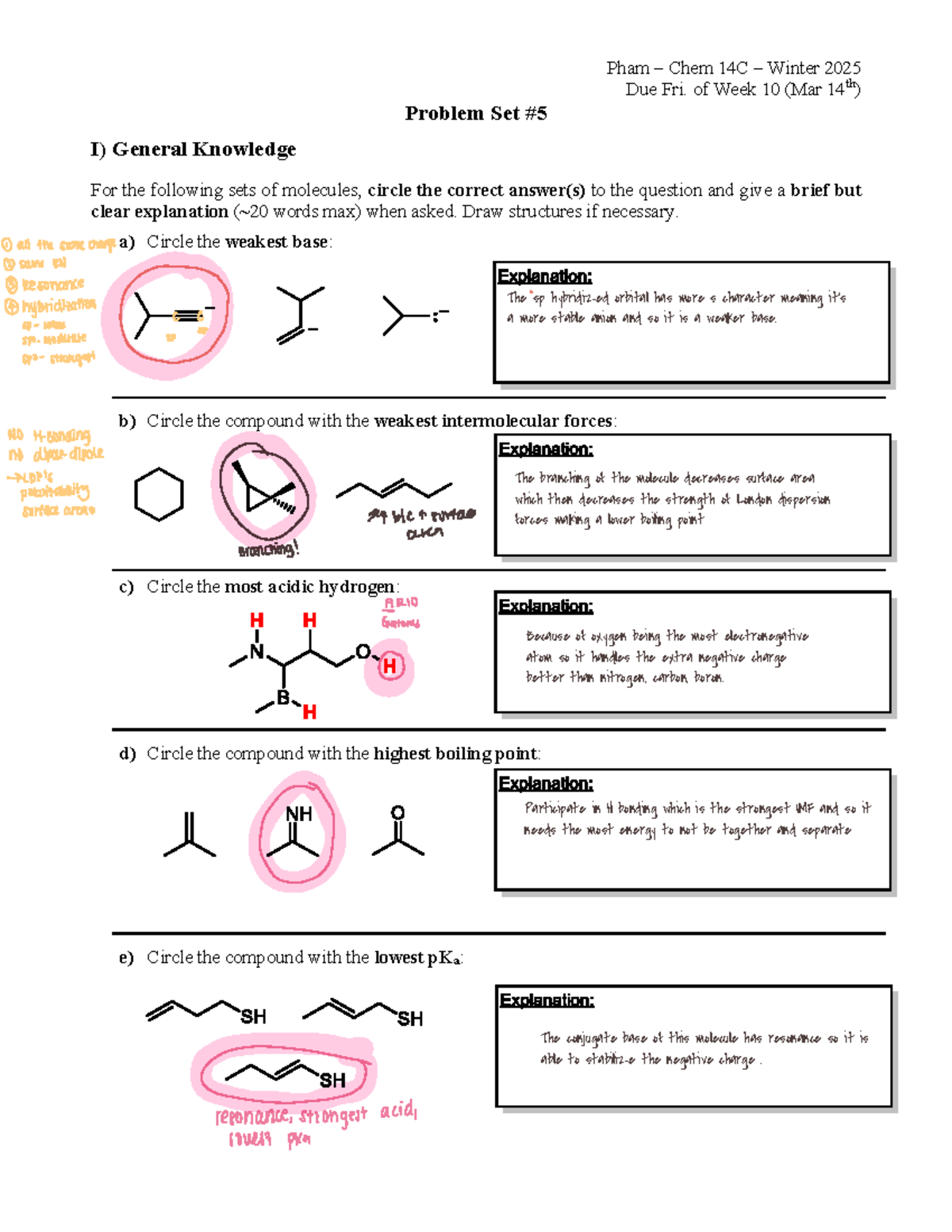 14C Winter 2025 Problem Set I-IV: General Knowledge & Biomolecules ...