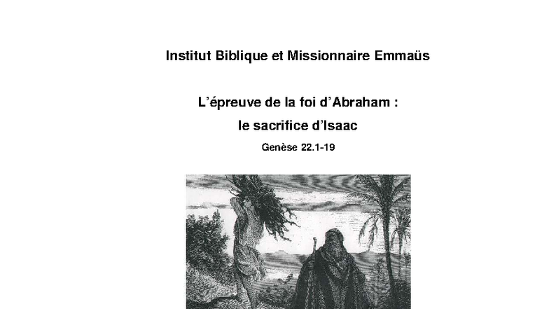 Epreuve de foi : Le sacrifice d'Abraham dans Genèse (Diplôme 2008 ...