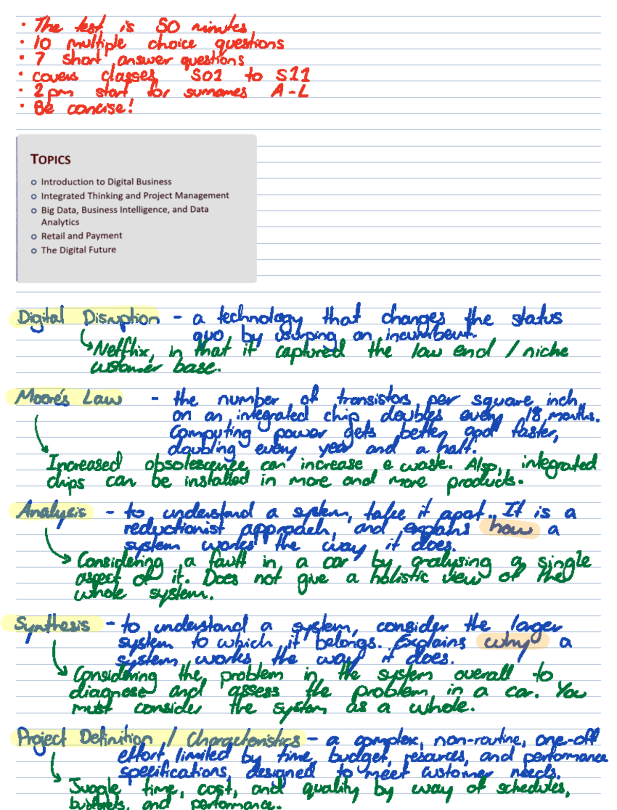 Week 6 - MGS Lecture 11 - Thetest is 50 minutes to multiple choice ...