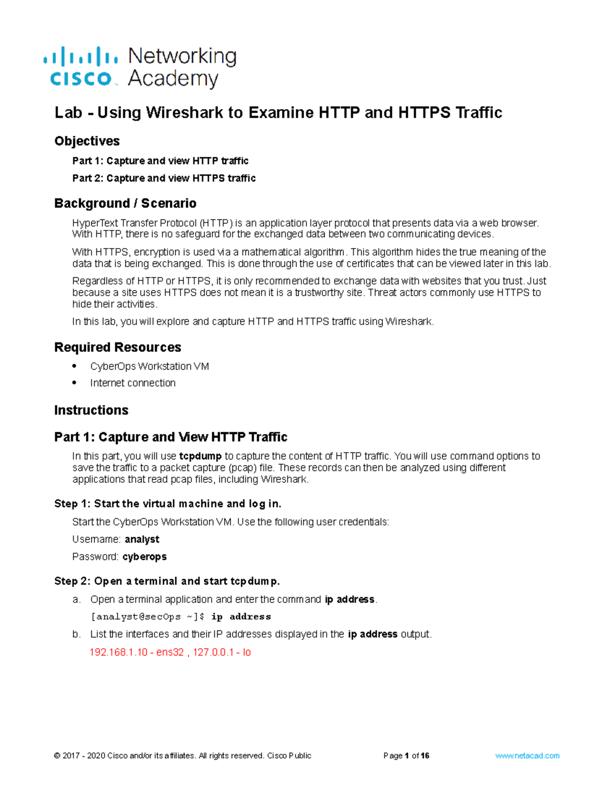 Wireshark Lab 10.6.7: Analyzing HTTP & HTTPS Traffic Capture - Studocu