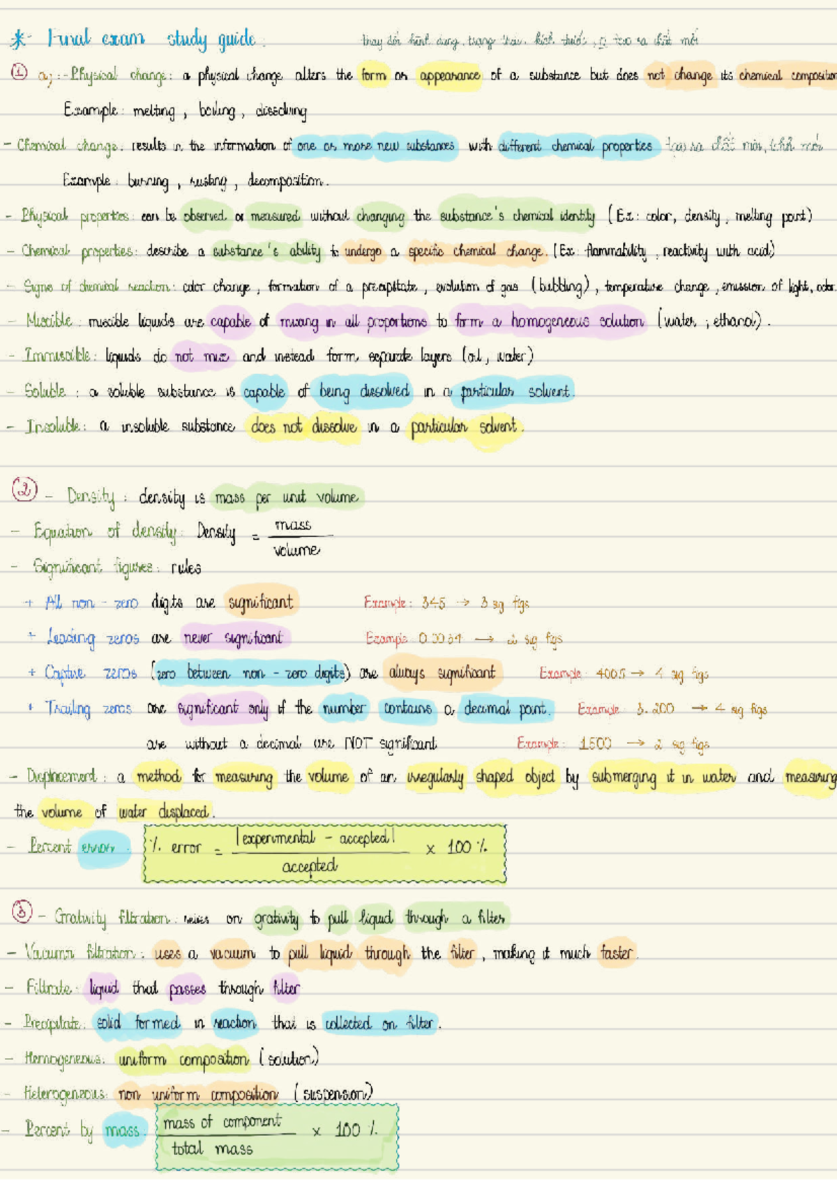 CHM 1033L Final Exam Study Guide: Key Concepts and Formulas - Studocu