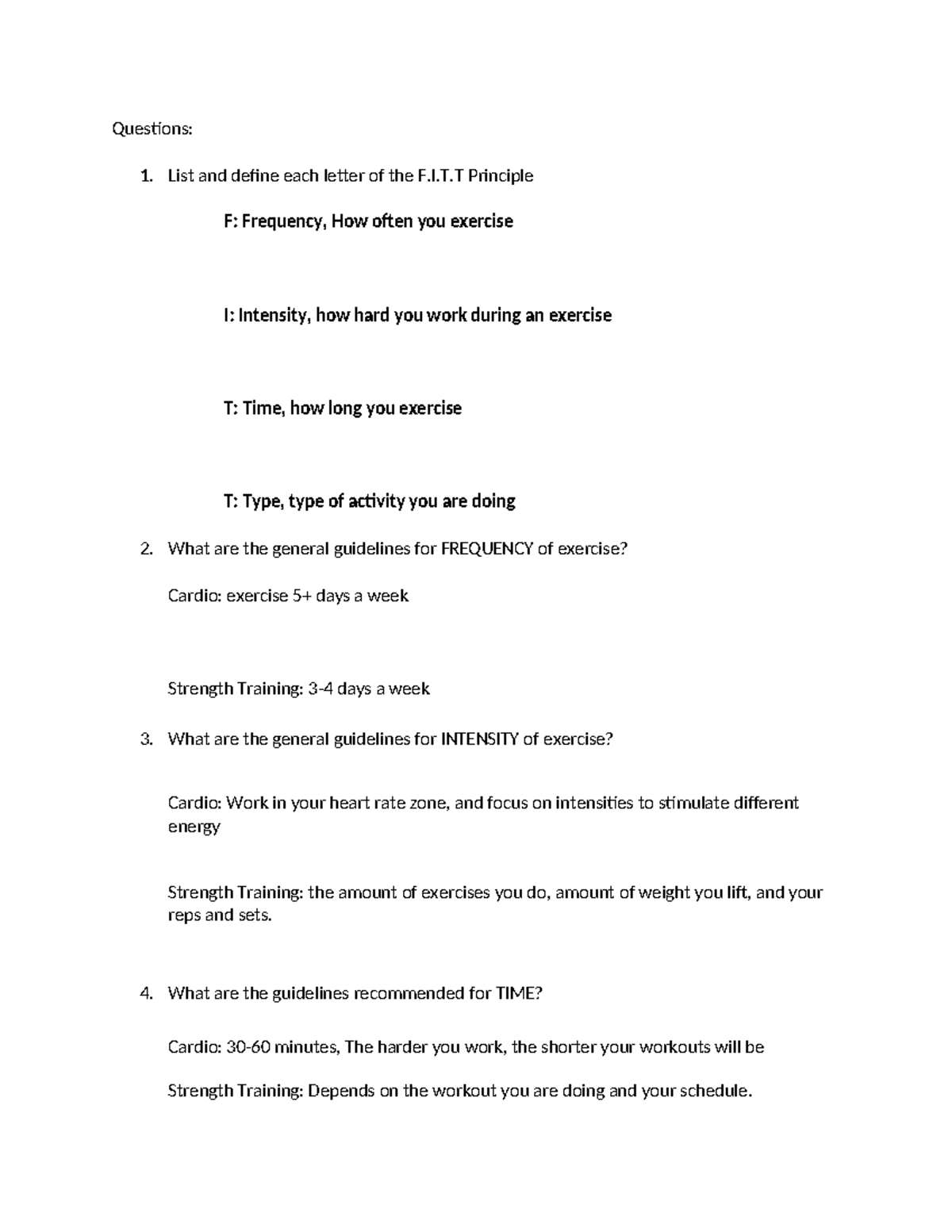 FITT Assignment - Definition and Guidelines for F.I.T Principles - Studocu