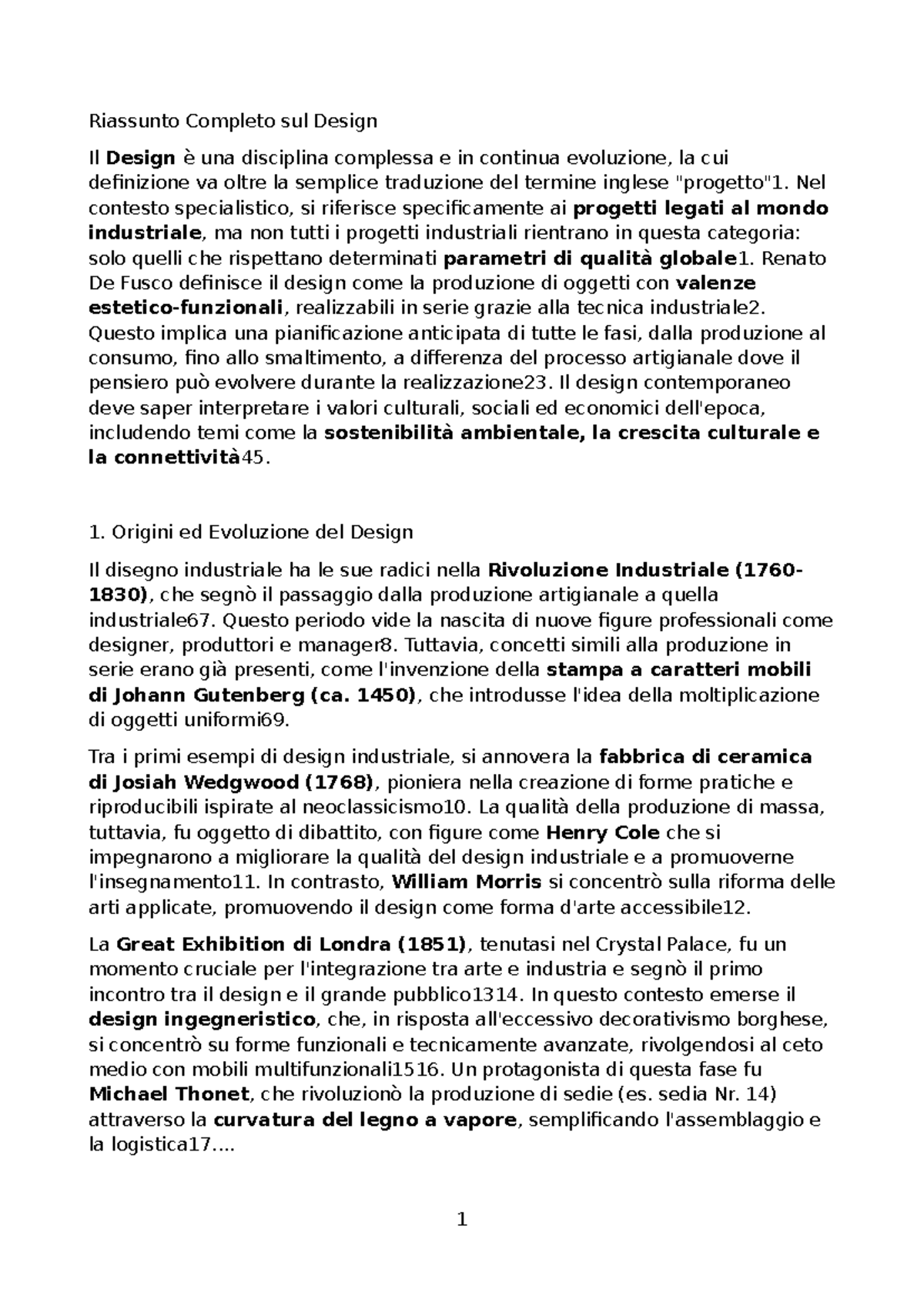 Riassunto Completo sul Design: Evoluzione e Principi Fondamentali - Studocu