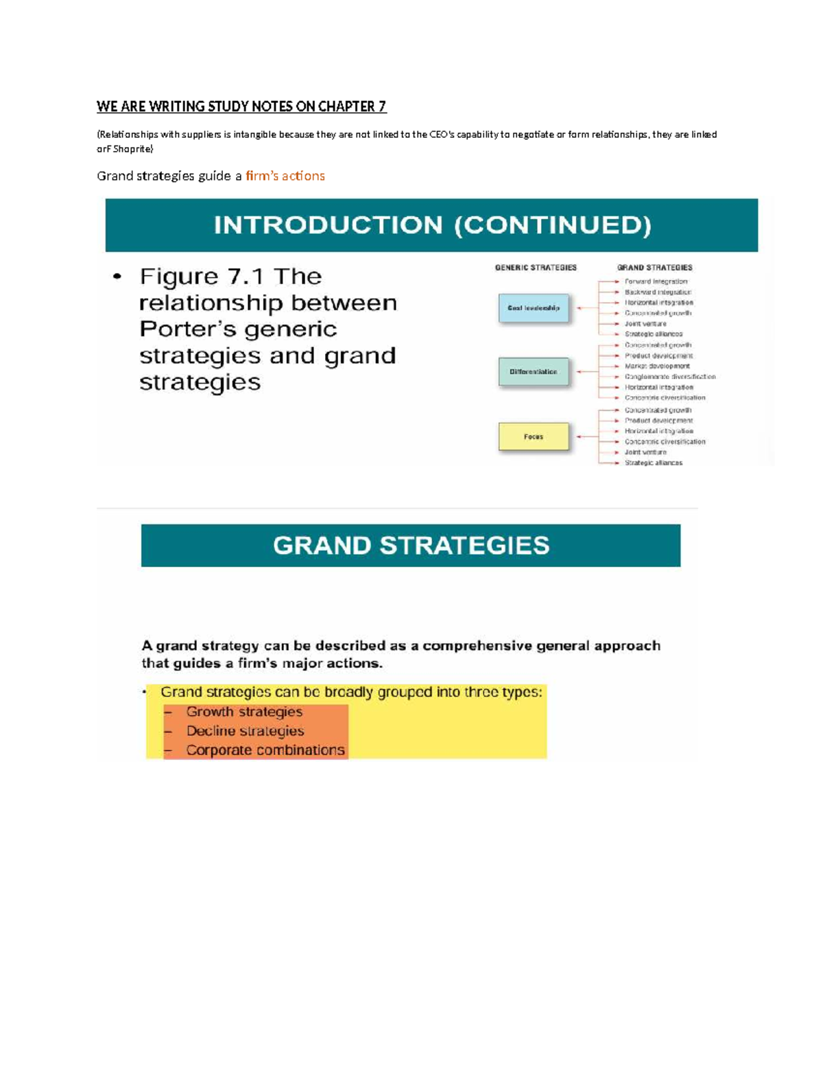 Study Notes on Chapter 7: Grand Strategies and Market Expansion - Studocu