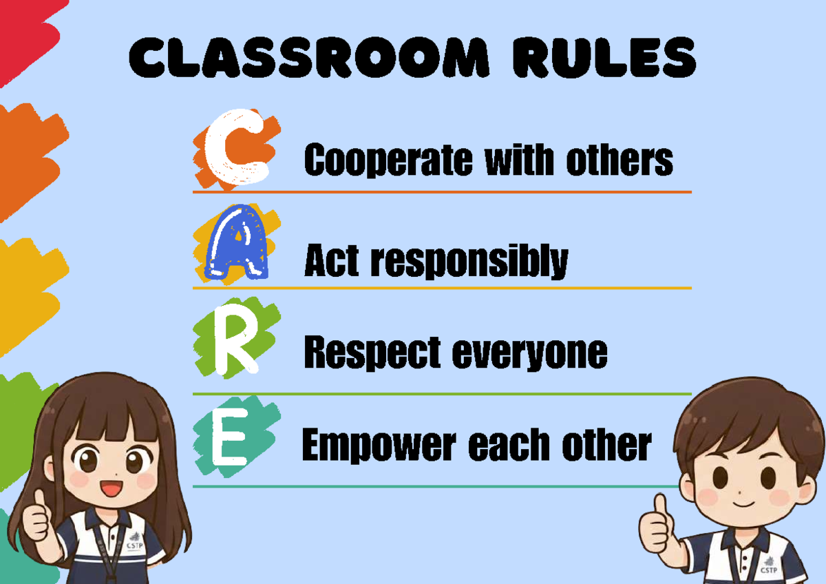 D1W1 TO Print - sfbbteh - Education - CLASSROOM RULES Cooperate with ...