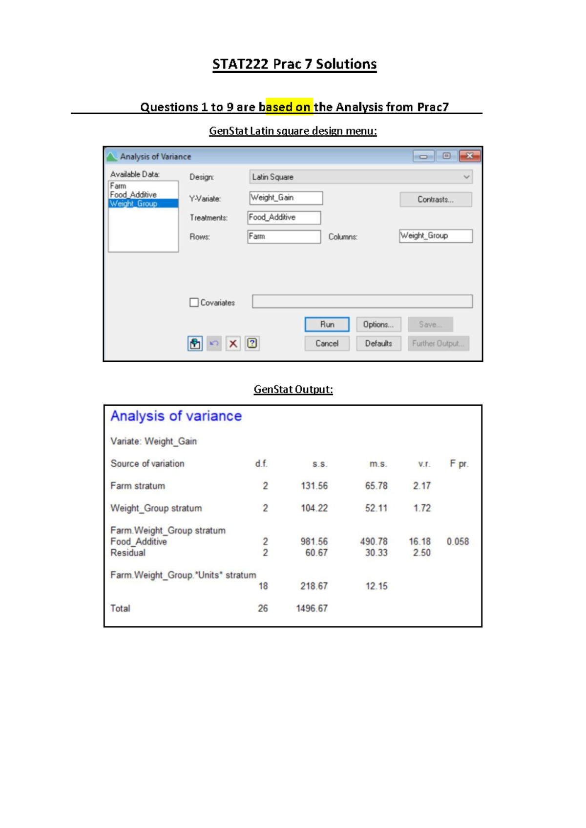 Solutions Prac 4 - This will help with practicals - STAT222 Prac 7 ...