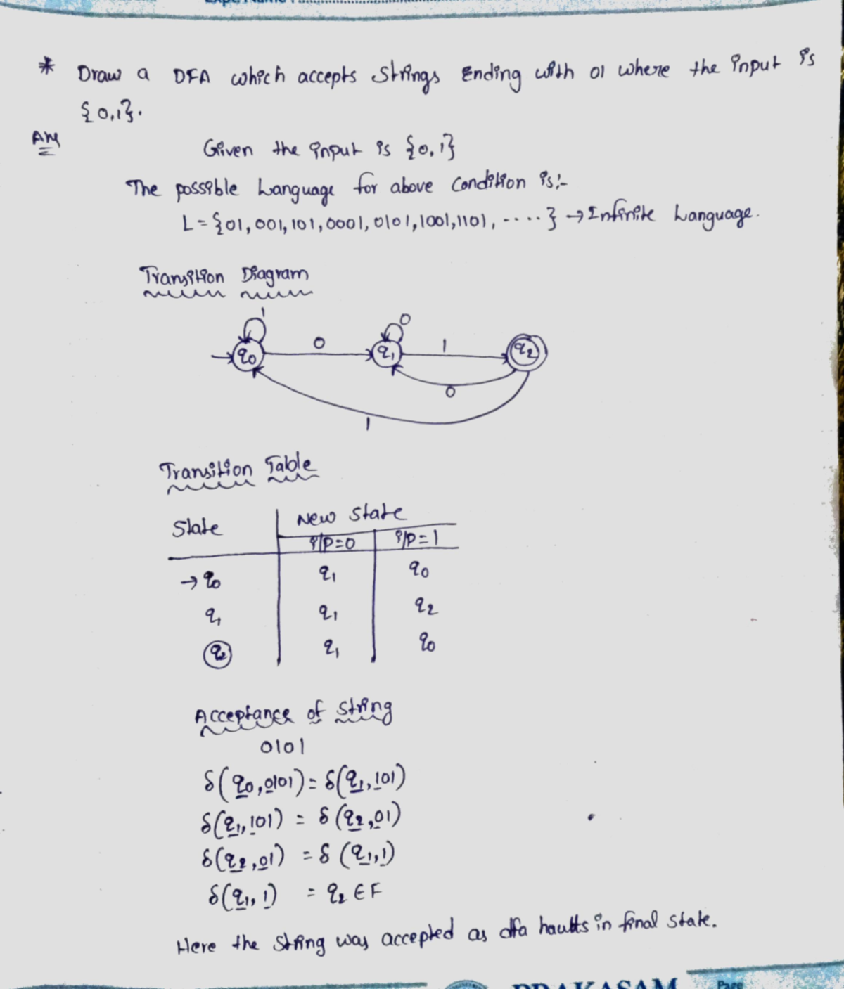 Design OF DFA Problems Flat (2)-Copy - Draw a DFA which accepts strings ...