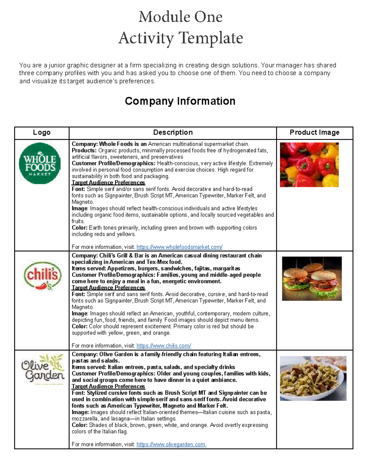 Module One Activity: Mood Board Design for Target Audience - Studocu