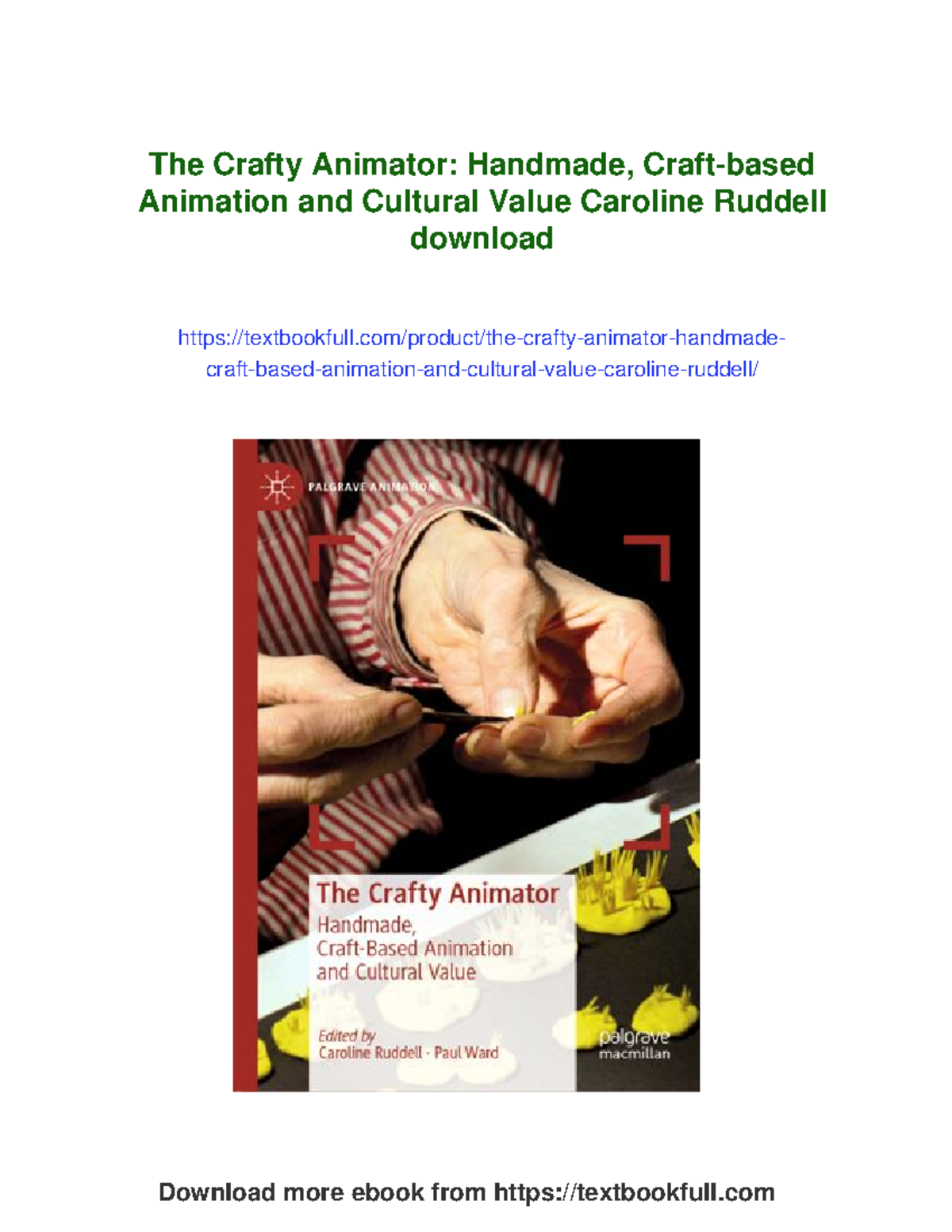 The Crafty Animator: Handmade Animation & Cultural Value (Course Code ...