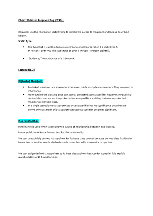 Short handouts cs304 lec 1 to 23 - CS Important points in LECTURE NO ...