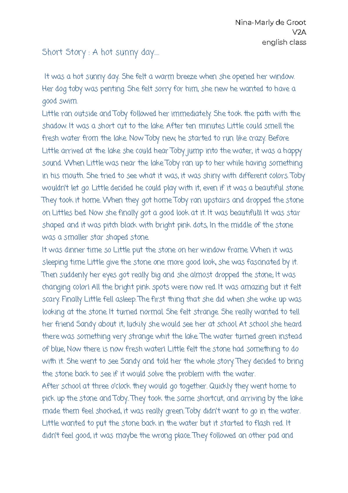 Engels V2A Short Story: Little and the Magical Star Stone - Studeersnel