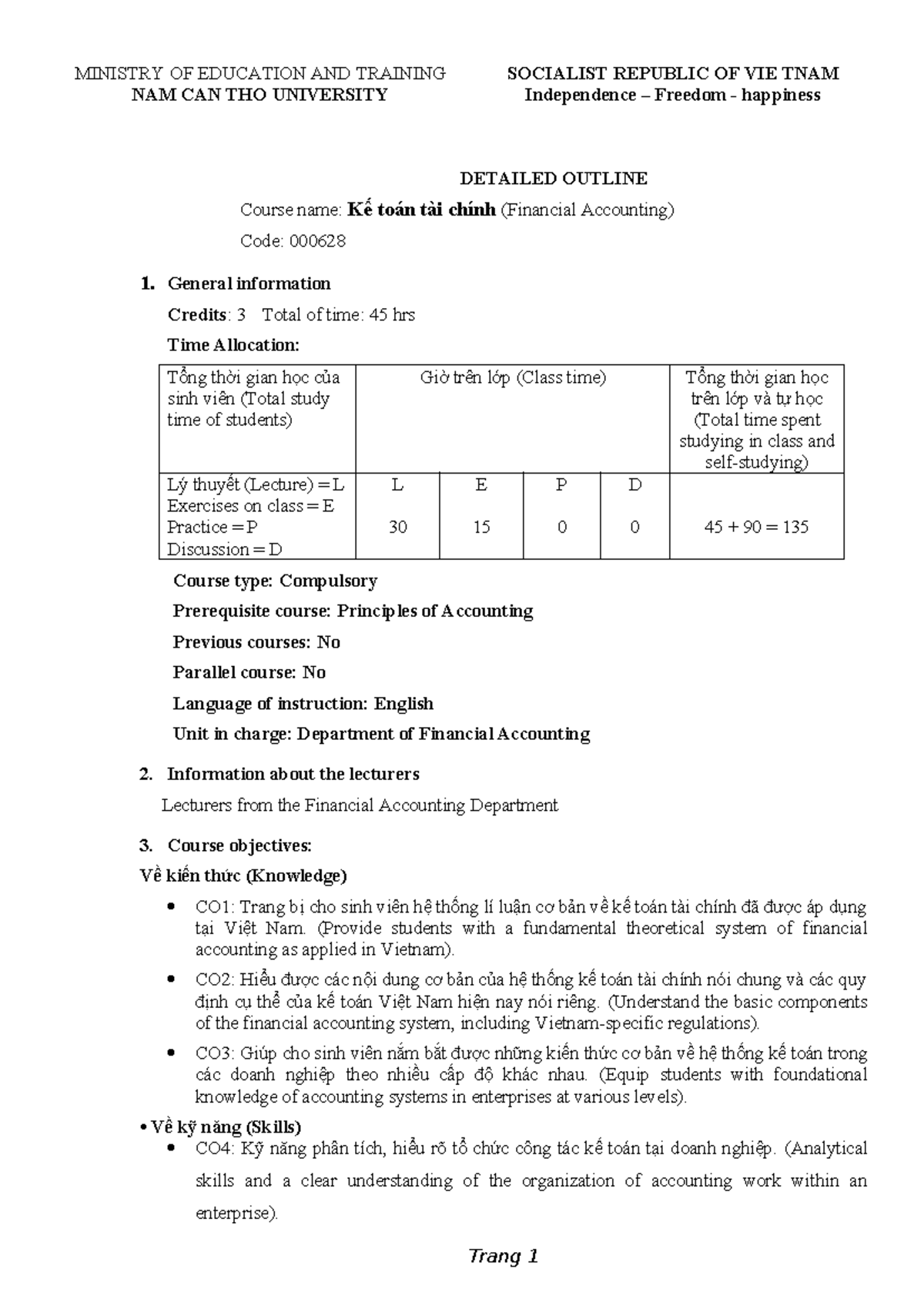 Financial Accounting Course Outline (Code: 000628) - Studocu