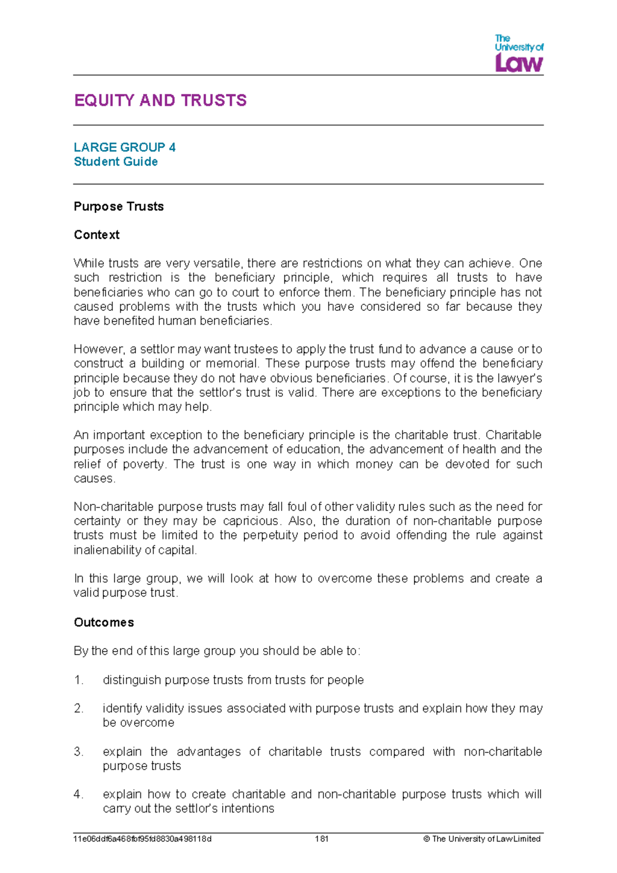 2425 EQTR LG04 CE01 Purpose Trusts: A Comprehensive Student Guide - Studocu