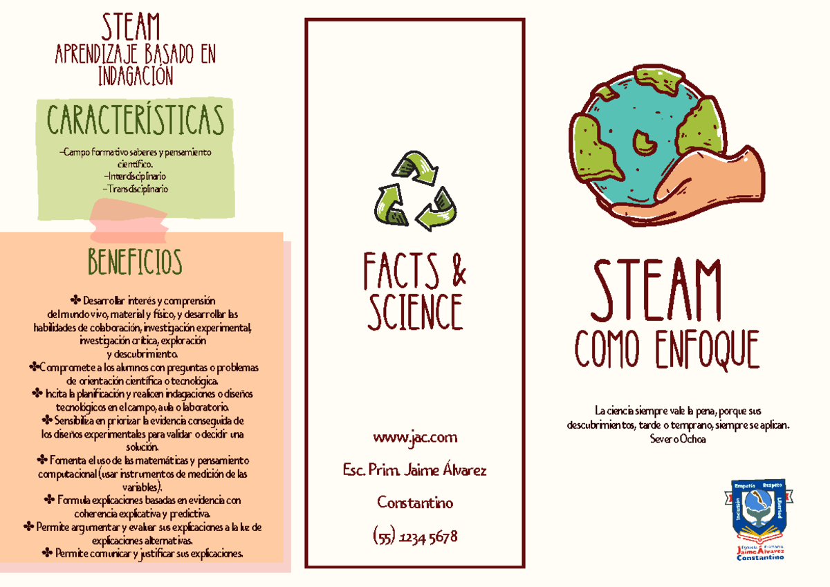 Folleto Tríptico sobre el Enfoque STEAM en Educación - Studocu