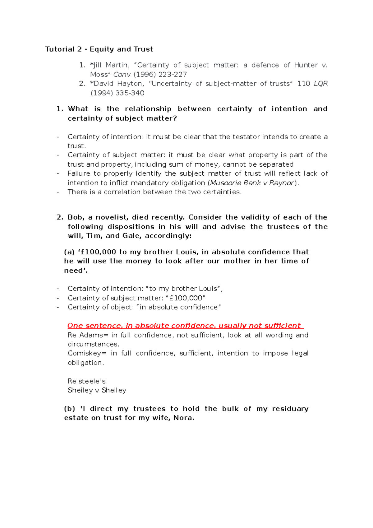 Equity Tutorial 2: Certainty of Intention & Subject Matter Analysis ...
