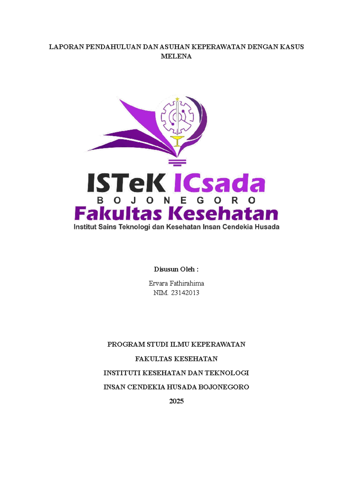 LP & Asuhan Keperawatan Kasus Melena - NIM 23142013 - Studocu