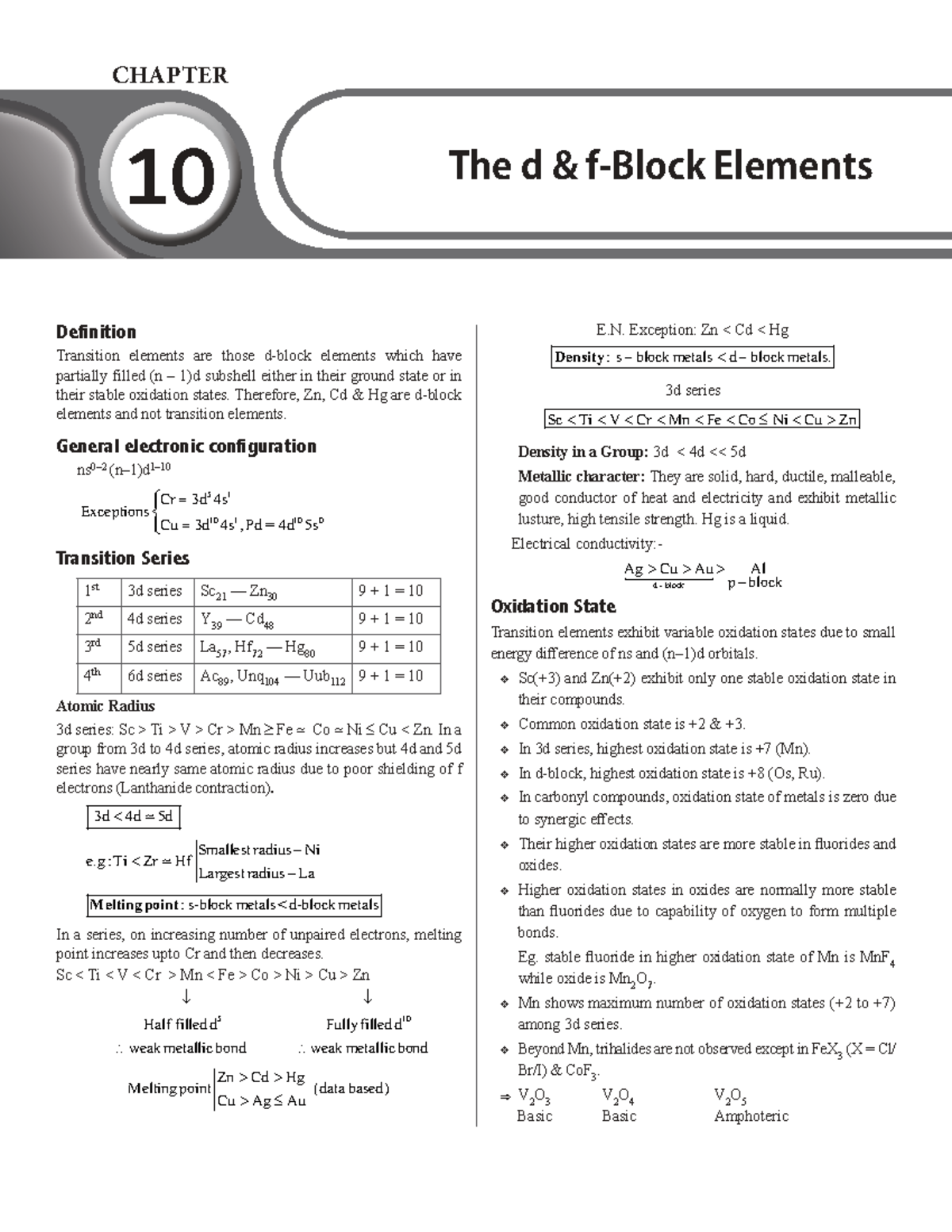 CHAPTER 10: Transition Elements and Their Properties (Chem 101) - Studocu