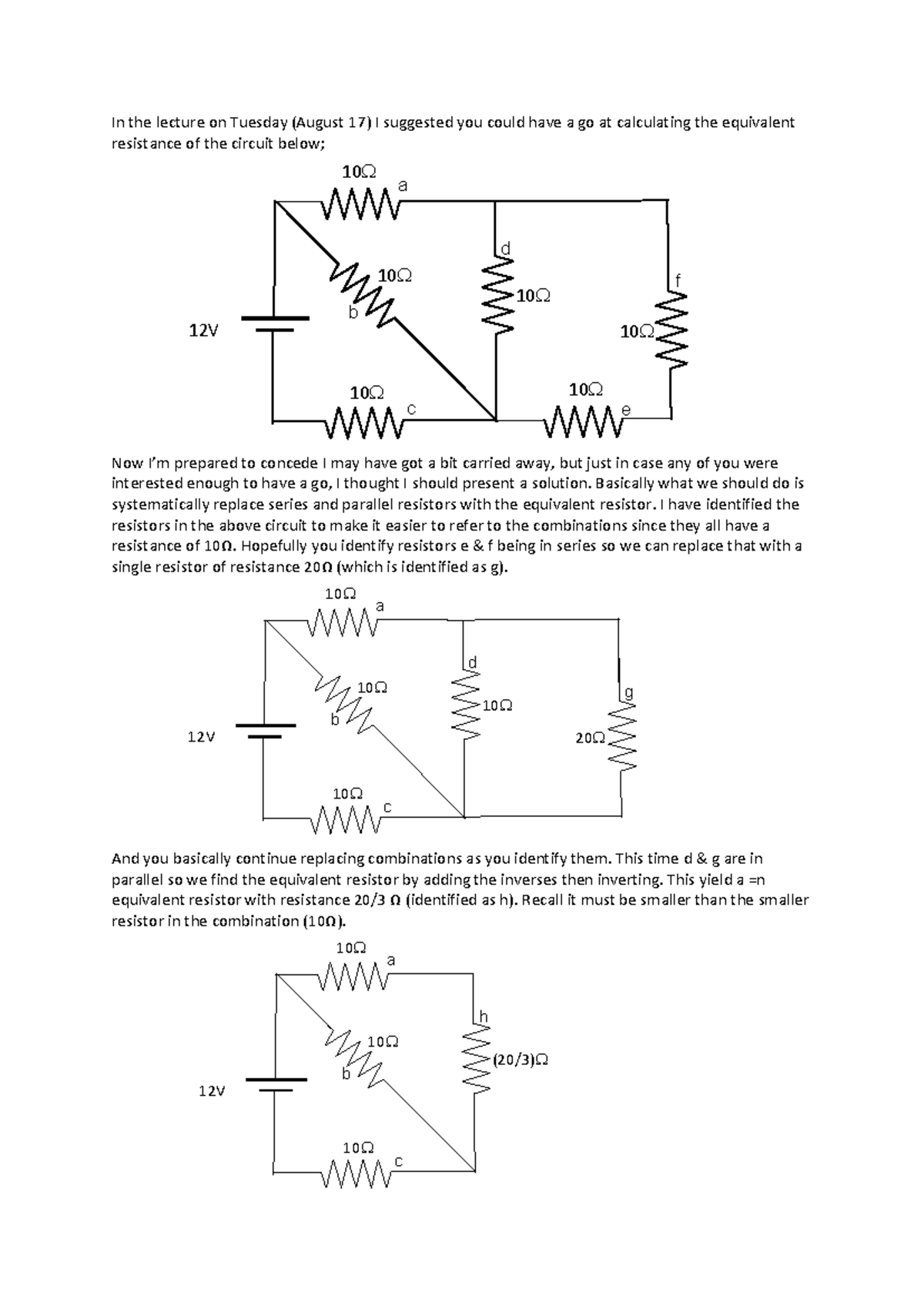 Circuits Worksheet: Equivalent Resistance Calculation Guide - Studocu