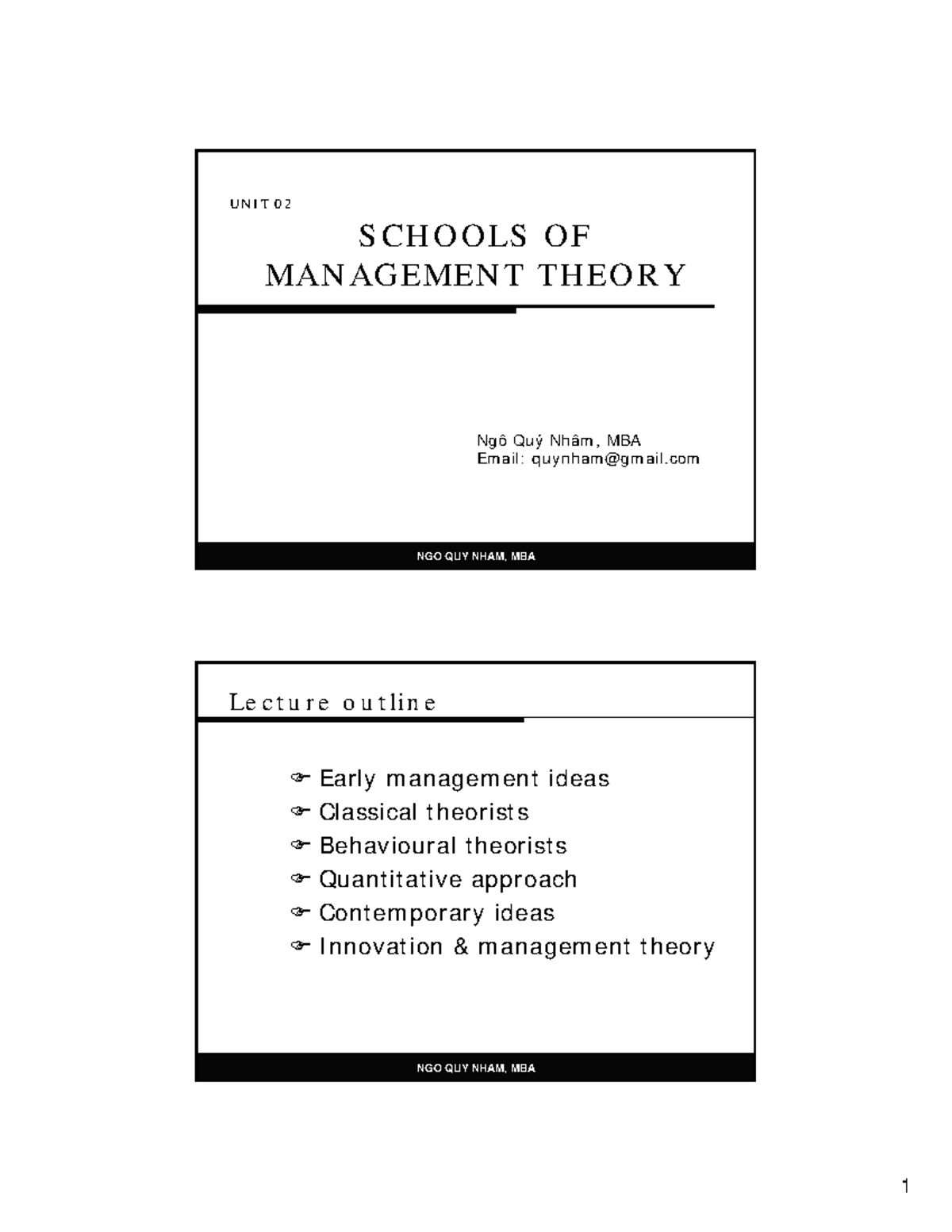 Unit 02: Schools of Management Theory - Lecture Notes - Studocu