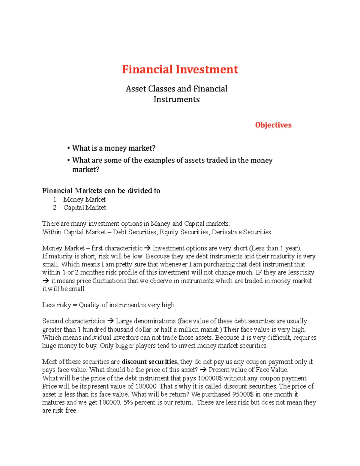 Chapter 2: Overview of Money and Capital Markets in Finance - Studocu