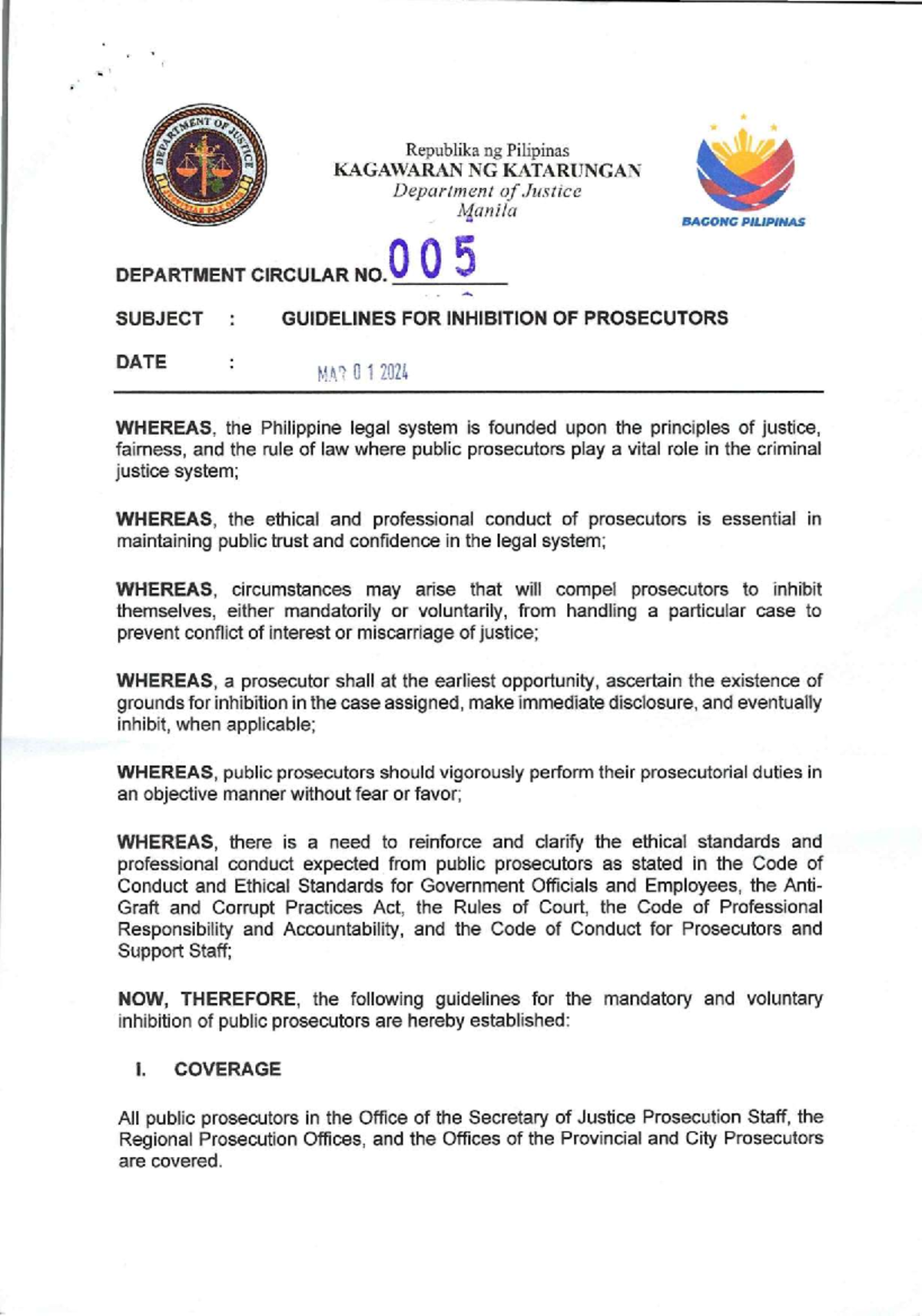 Guidelines for Inhibition of Prosecutors - DC 005 - Studocu