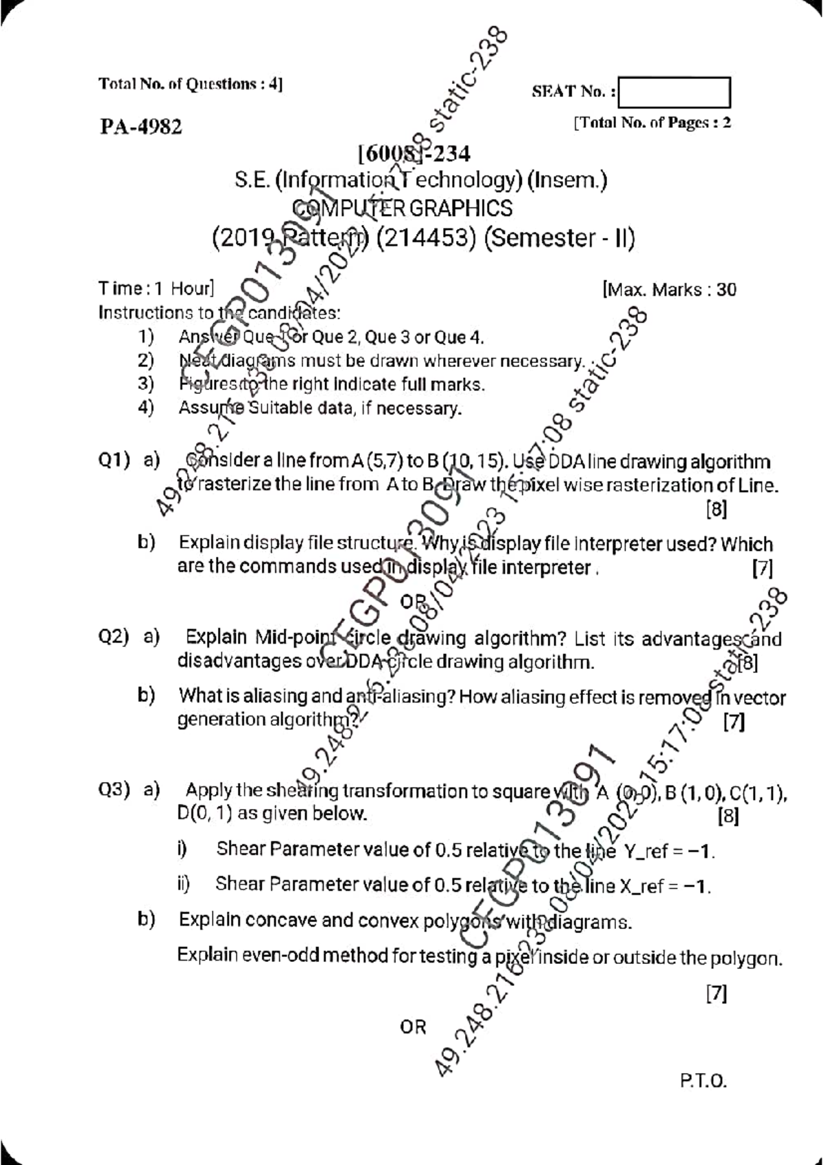 CG Solved Question Paper for SE COMP - Computer Graphics (214453) - Studocu