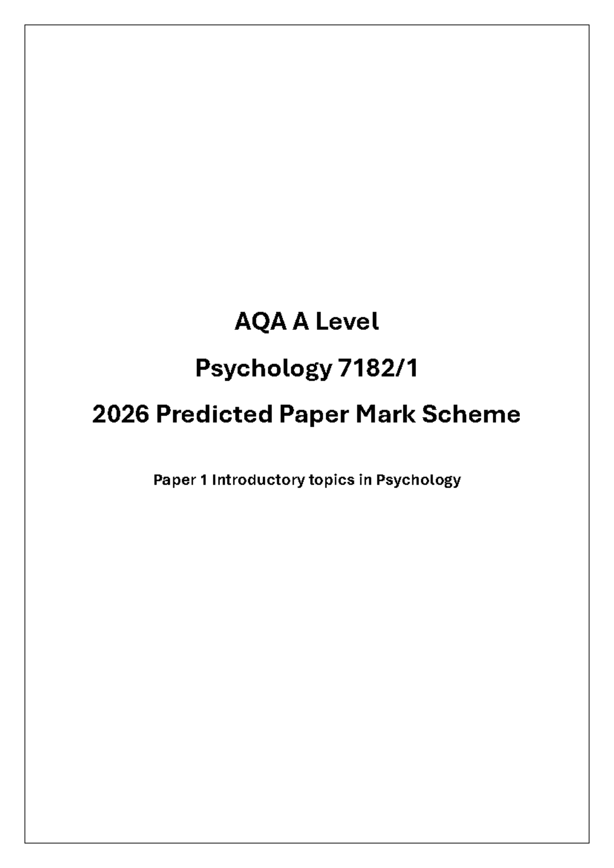 AQA A Level Psychology 2026 Paper 1 Mark Scheme: Social Influence ...