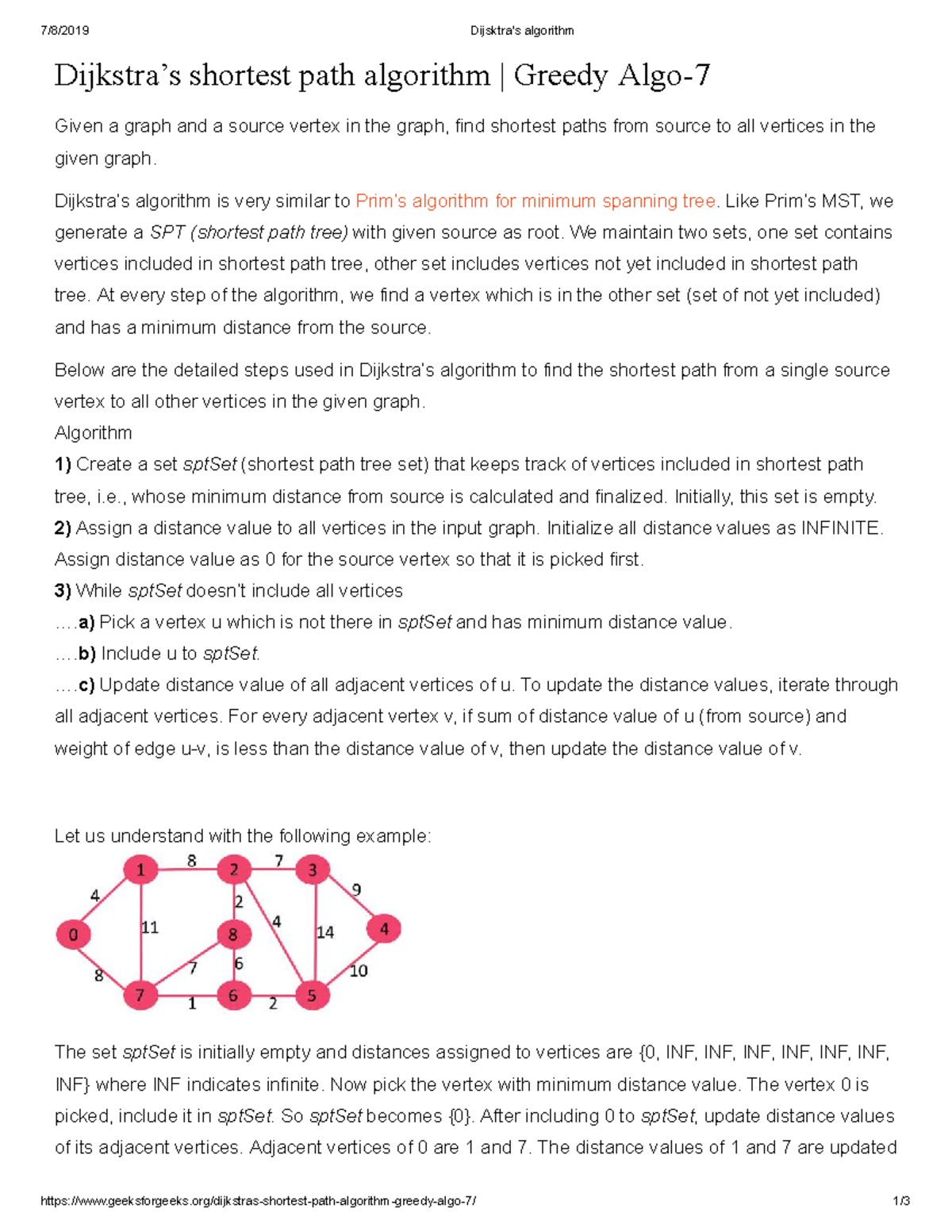 Lecture-01 Dijsktra's algorithm - 7/8/2019 Dijsktra's algorithm - Studocu