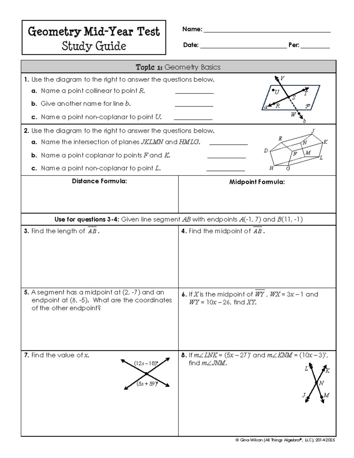 Geometry Mid-Year Test Study Guide (Course Code: Geometry) - Studocu