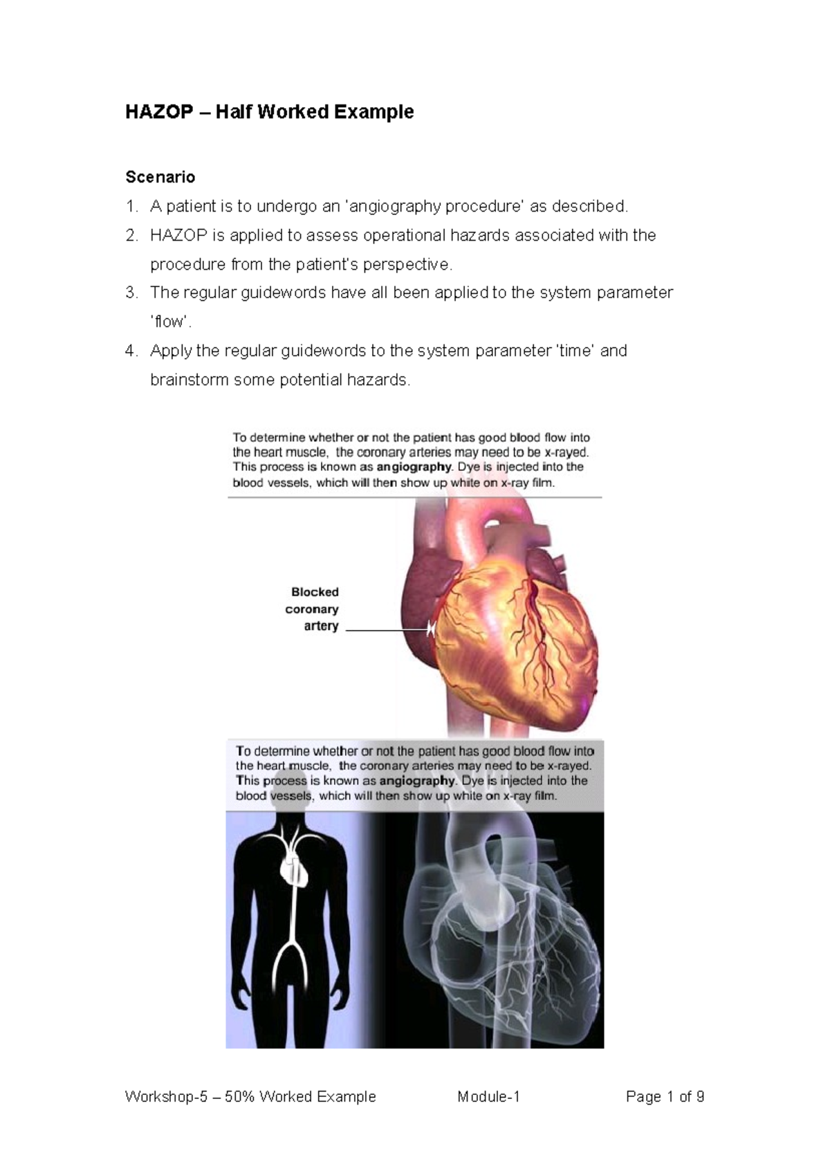HAZOP Half Worked Example for Angiography Procedure - Workshop-5 - Studocu