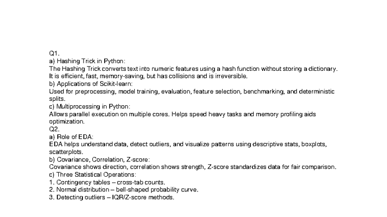 CS101: Hashing Trick & EDA Techniques - Q1 & Q2 Answers - Studocu