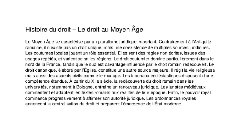 Histoire du Droit au Moyen Âge - Document 2 Hist - Constit - Studocu