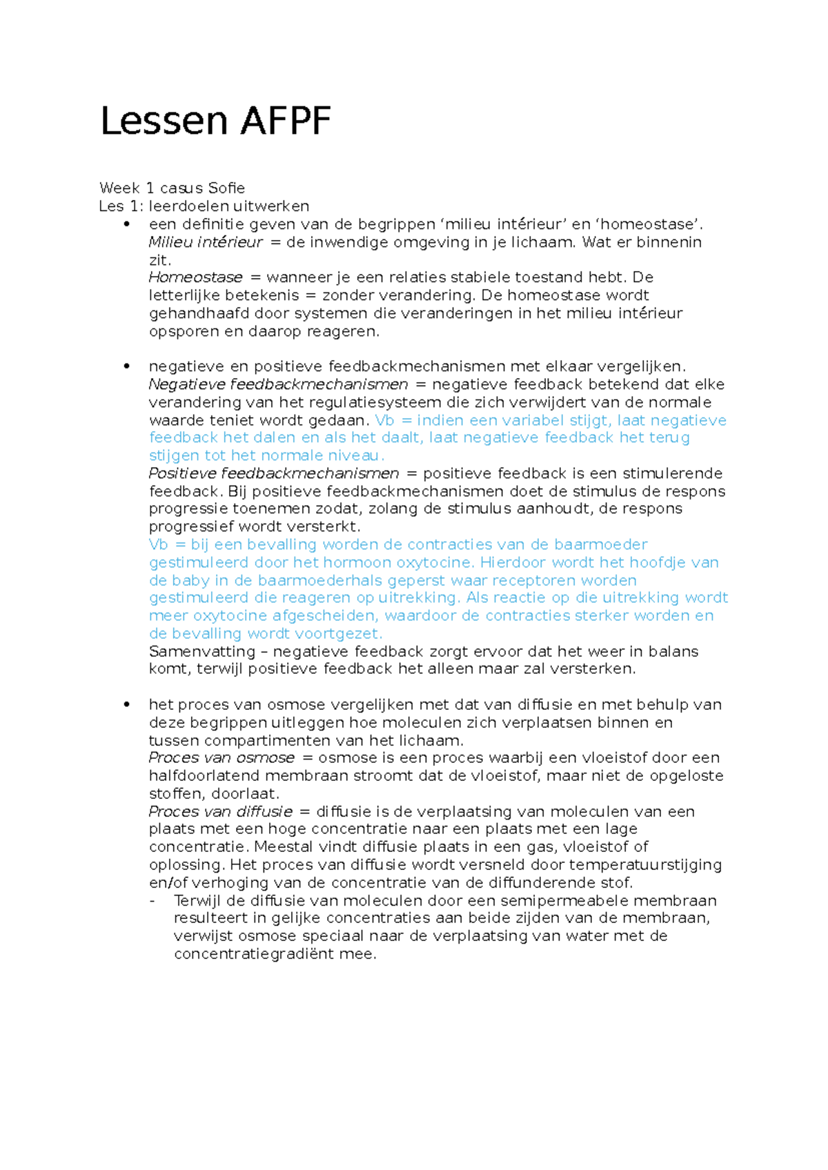 APFP Lessen 1 - Leerdoelen en Belangrijke Terminologieën - Studeersnel