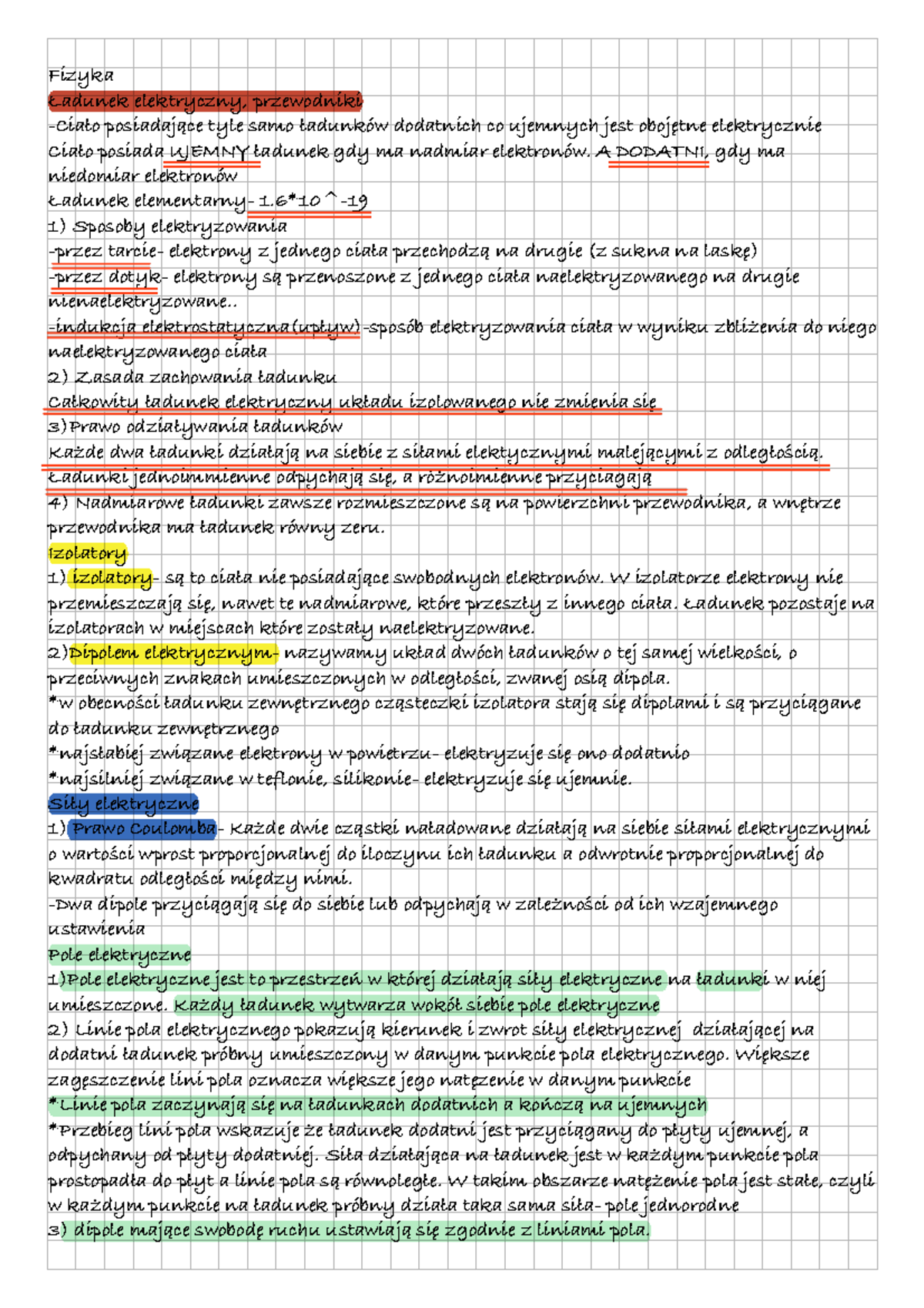 FIZY adunki Elektryczne I Pole Elektryczne Notatki Z Fizyki Studocu
