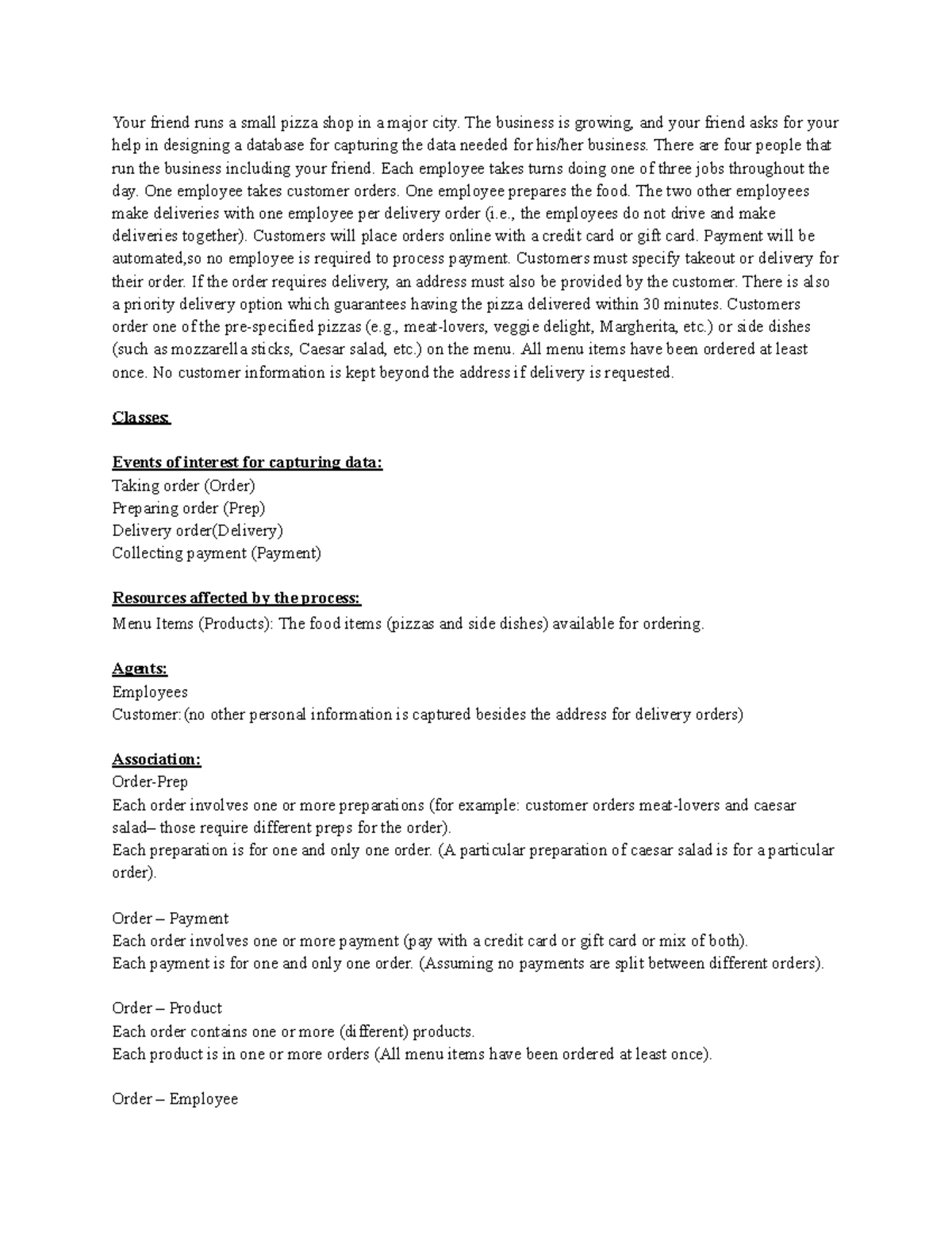 Database Design for Pizza Shop - DB 101 Assignment - Studocu