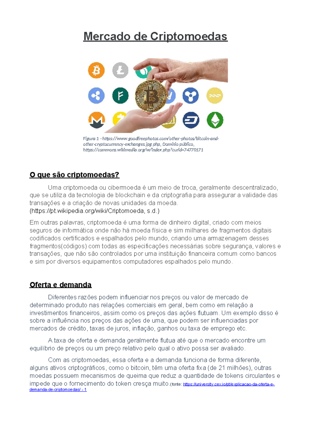 APA - Estudo sobre o Mercado de Criptomoedas e a Demanda - Studocu