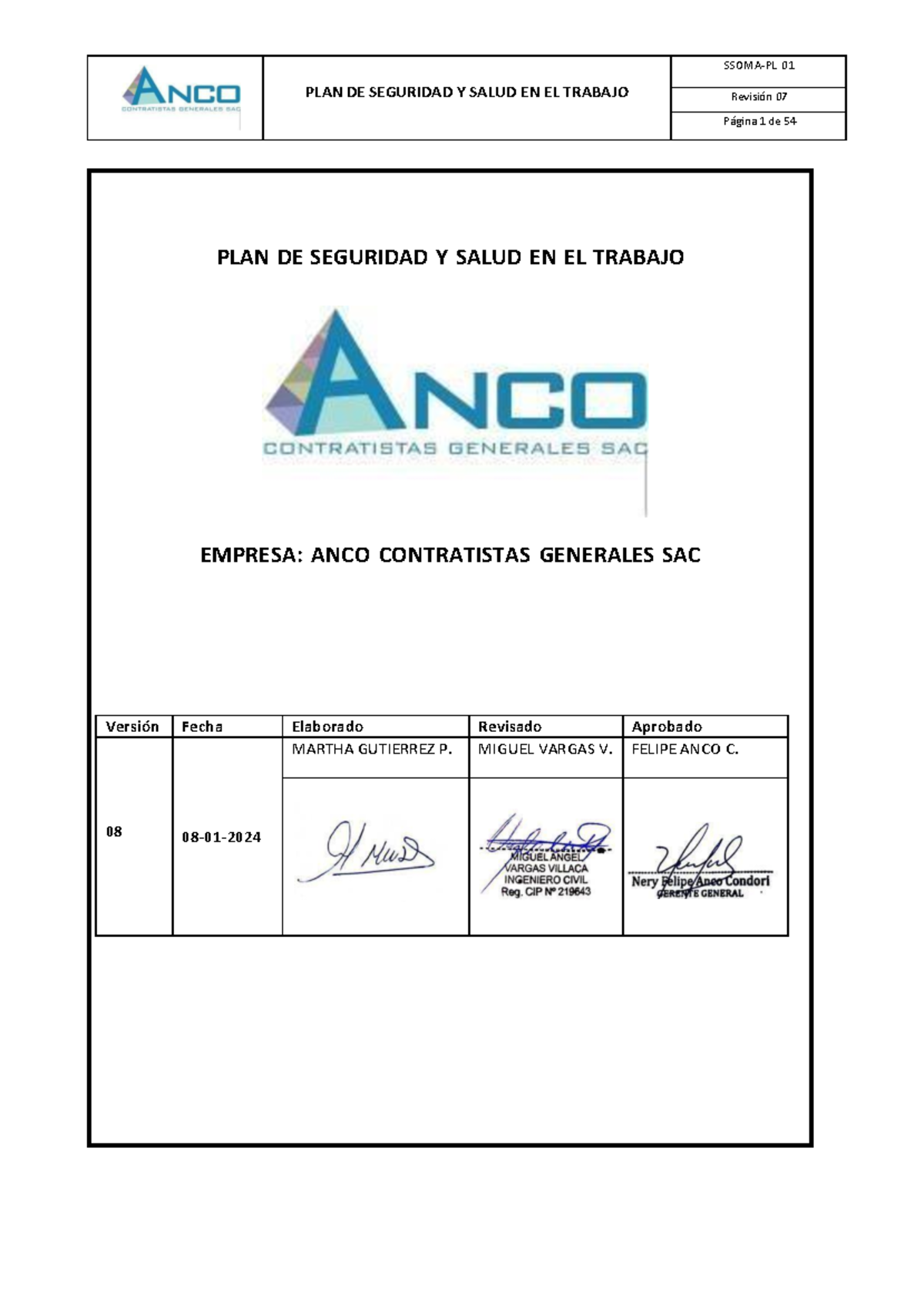 Plan de Seguridad y Salud en el Trabajo - Revisión 07 (PST-2024) - Studocu
