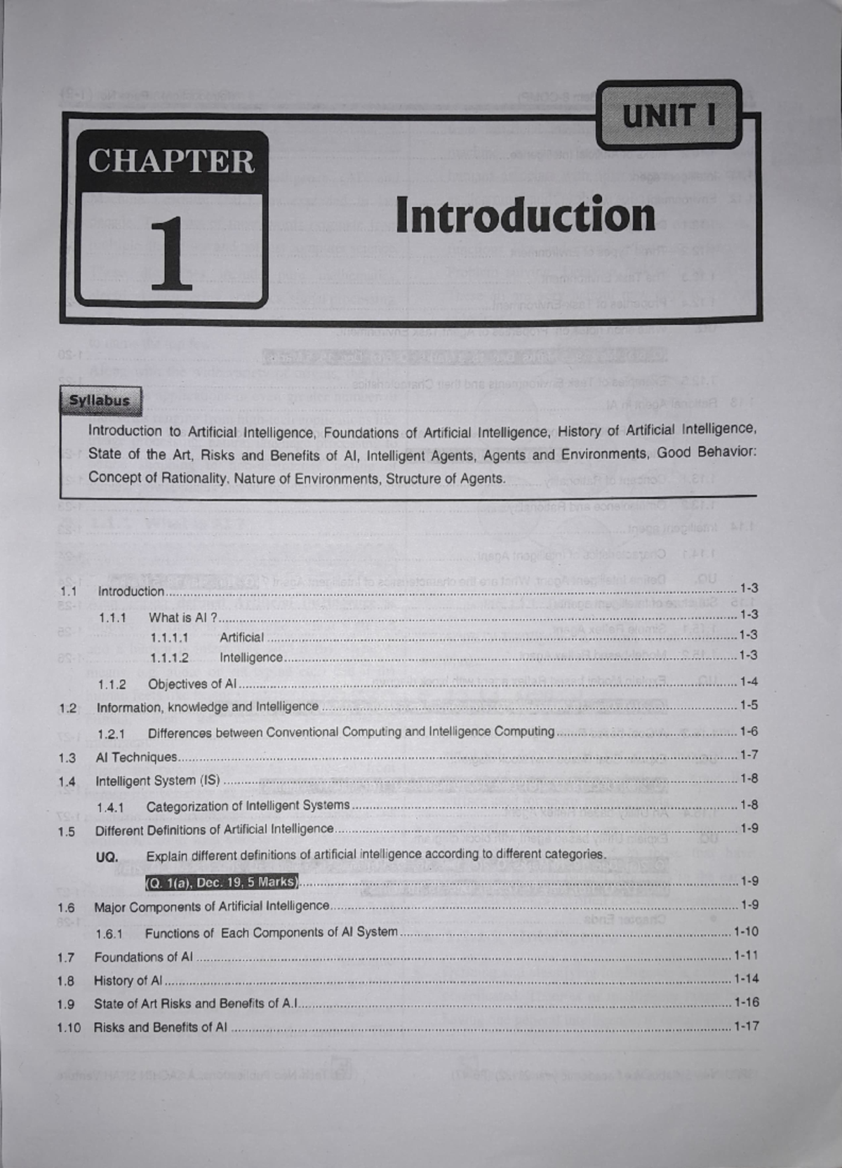 Artificial Intelligence (SPPU-Sem 6-COMP) - Unit 1 Insem Notes - Studocu