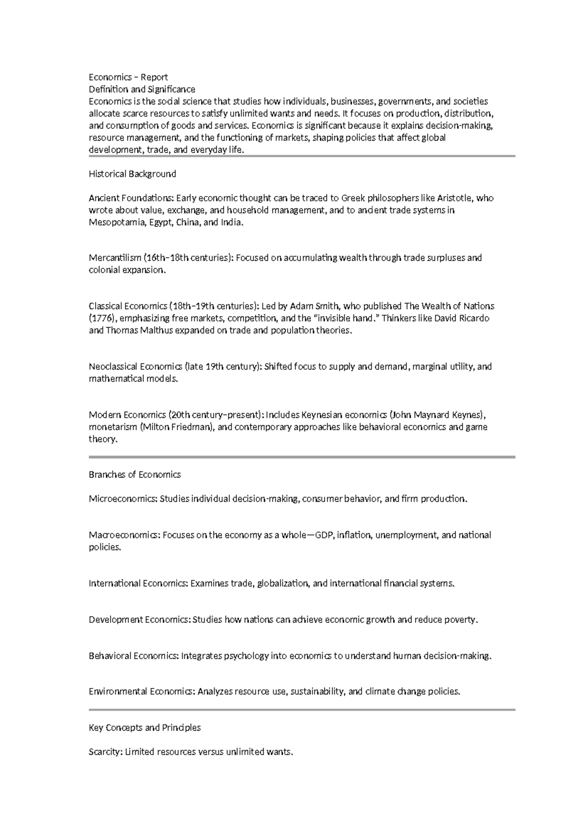 Economics Report: Definition, Significance, and Historical Background ...