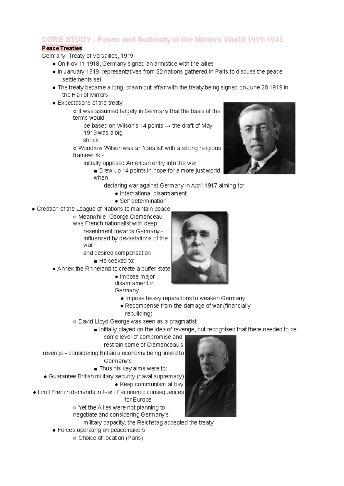 CORE Study: Power and Authority in the Modern World (1919-1945) - Studocu