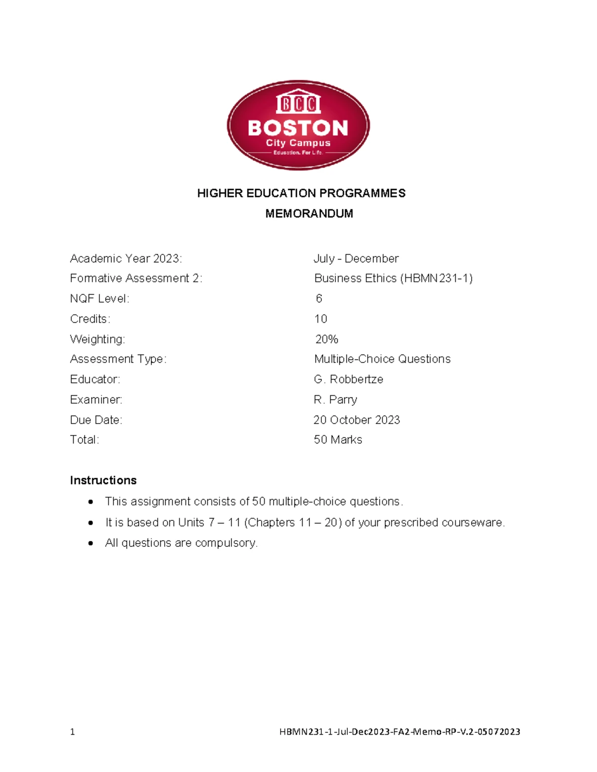 SA1 - HBMN201-1 (20240527) - Comprehensive Exam Responses - Studocu
