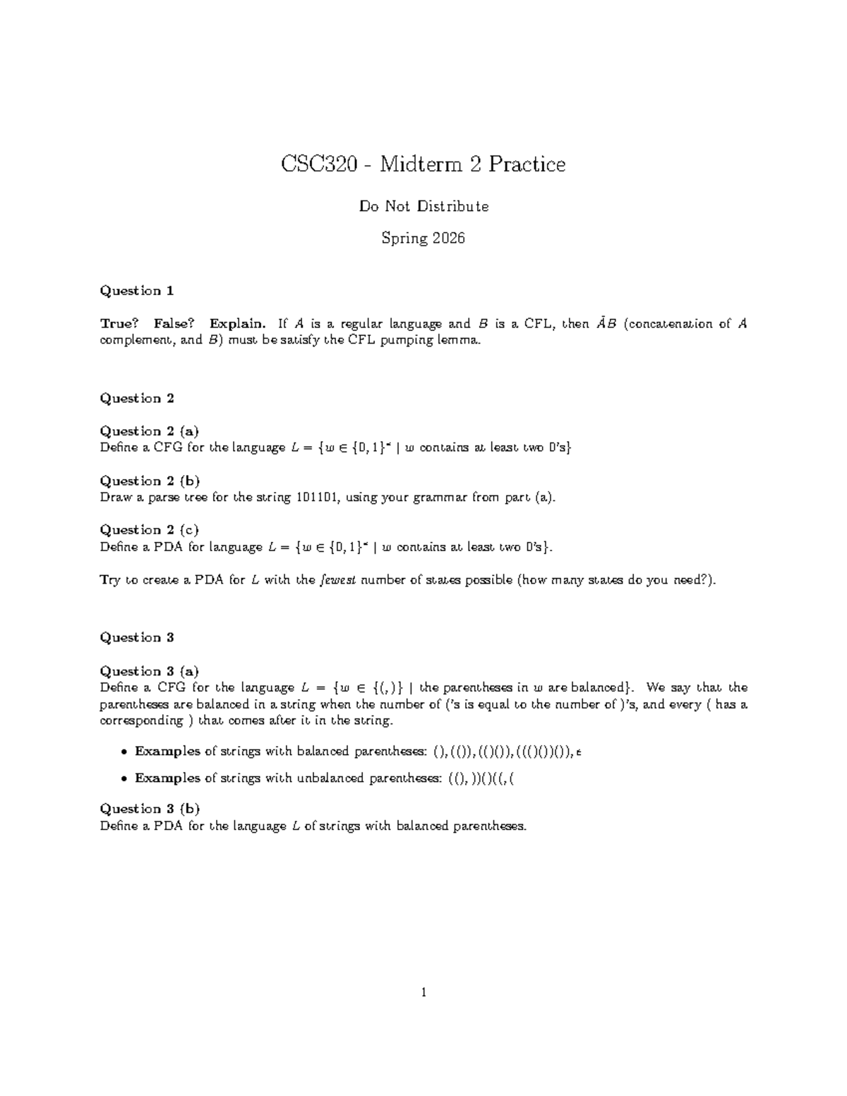 CSC320 Midterm 2 Practice Questions and Explanations Spring 2026 - Studocu
