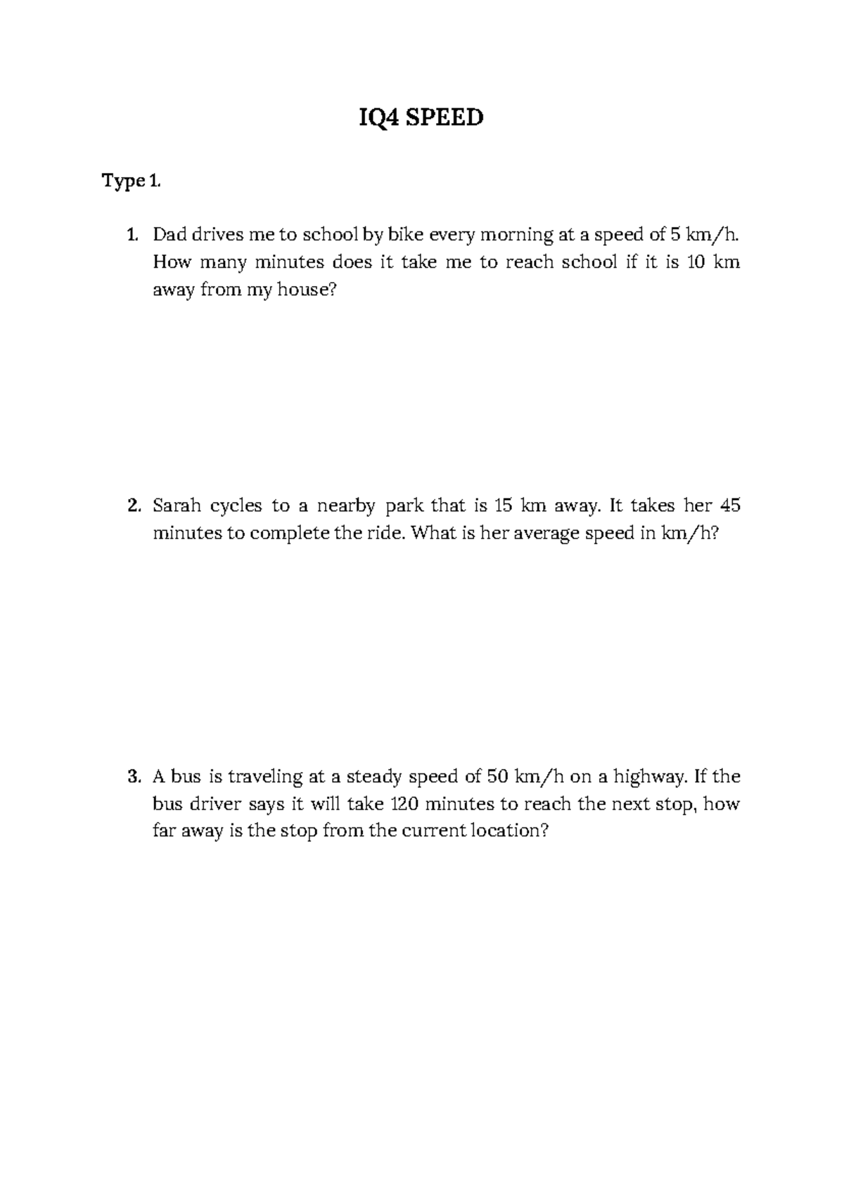 IQ4 Speed Homework: Distance and Speed Problems - Studocu