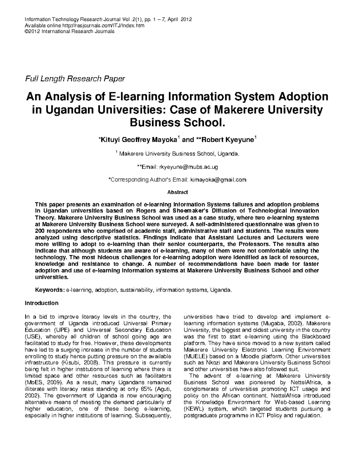 An Analysis of E learning Information Sy - Information Technology ...