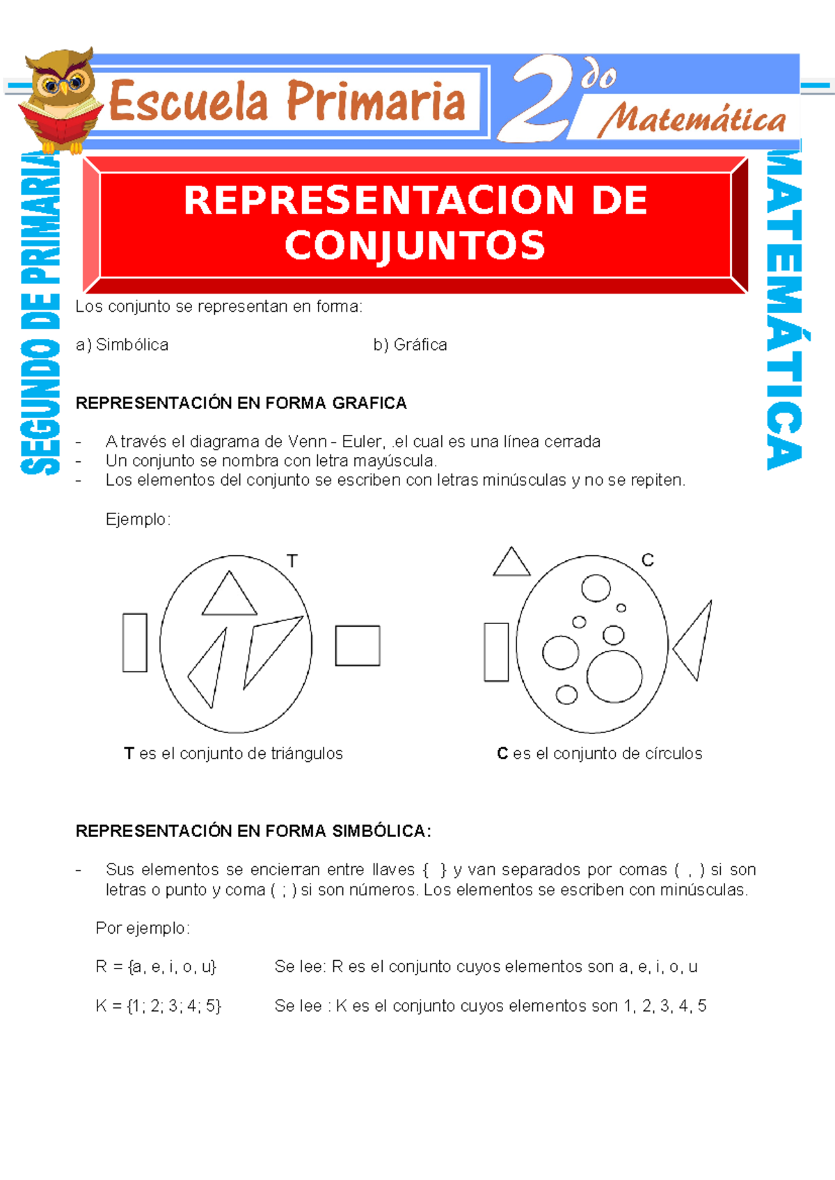 Representación de Conjuntos para 2º de Primaria - Guía de Estudio - Document Preview