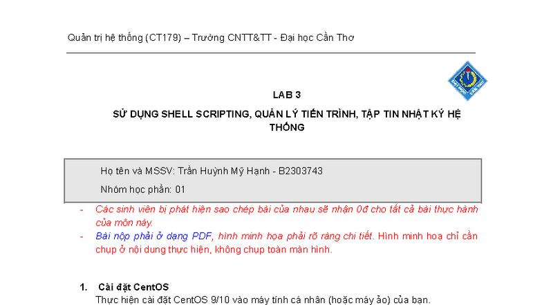 Quản trị hệ thống (CT179) Lab 3: Shell Scripting và Quản Lý Tiến Trình ...